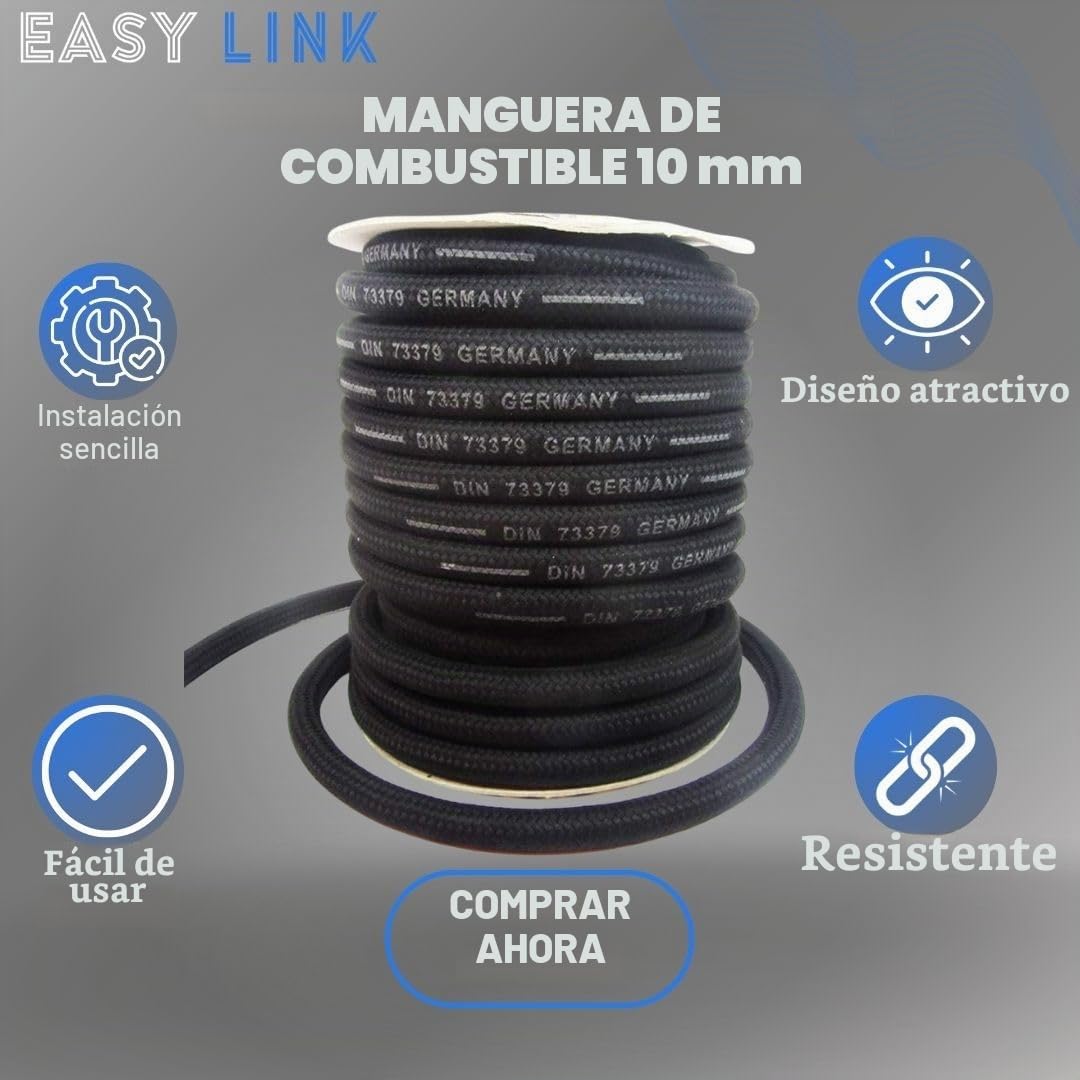 Manguera de gasolina de 10 mm y 5 m para camión, coche, tractor, pequeño motor, gasolina, diésel, aceite