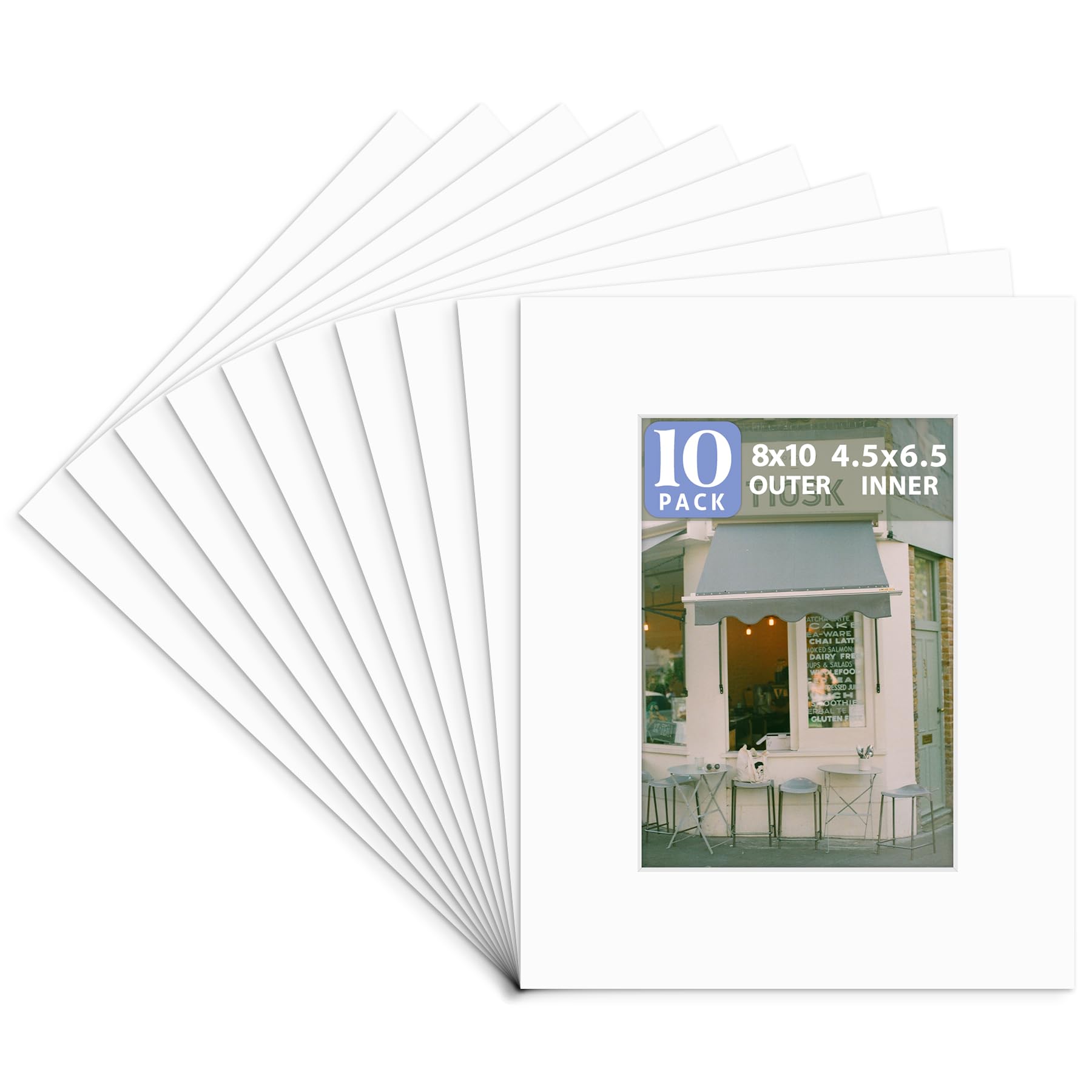 Golden State Art Pack of 10, White Pre-Cut 8x10 Picture Mat for 5x7 Photo