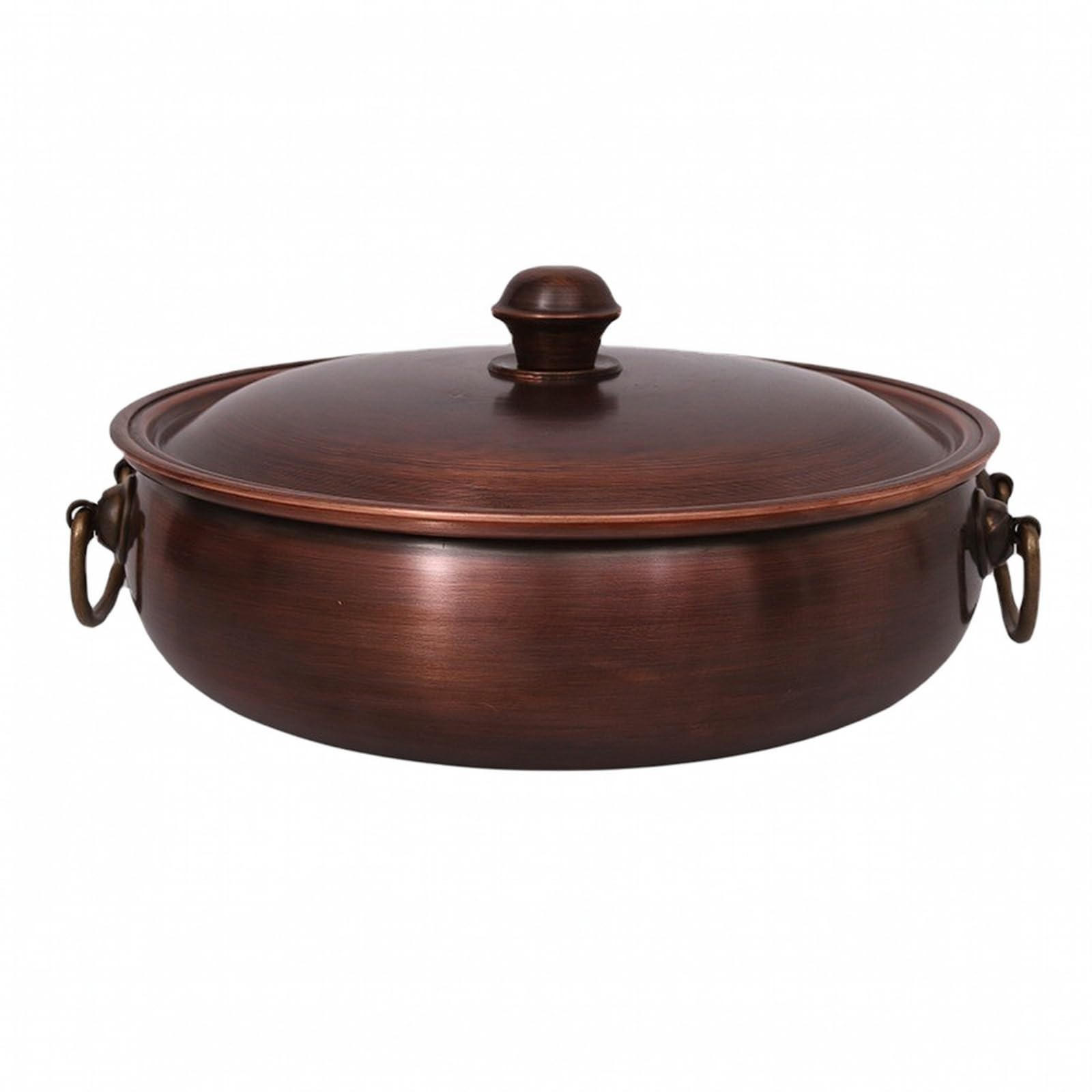 Pentola in Rame con Coperchio Interno Non Rivestito Pentola in Rame Conduzione Veloce Casseruola per Atica, 34CM