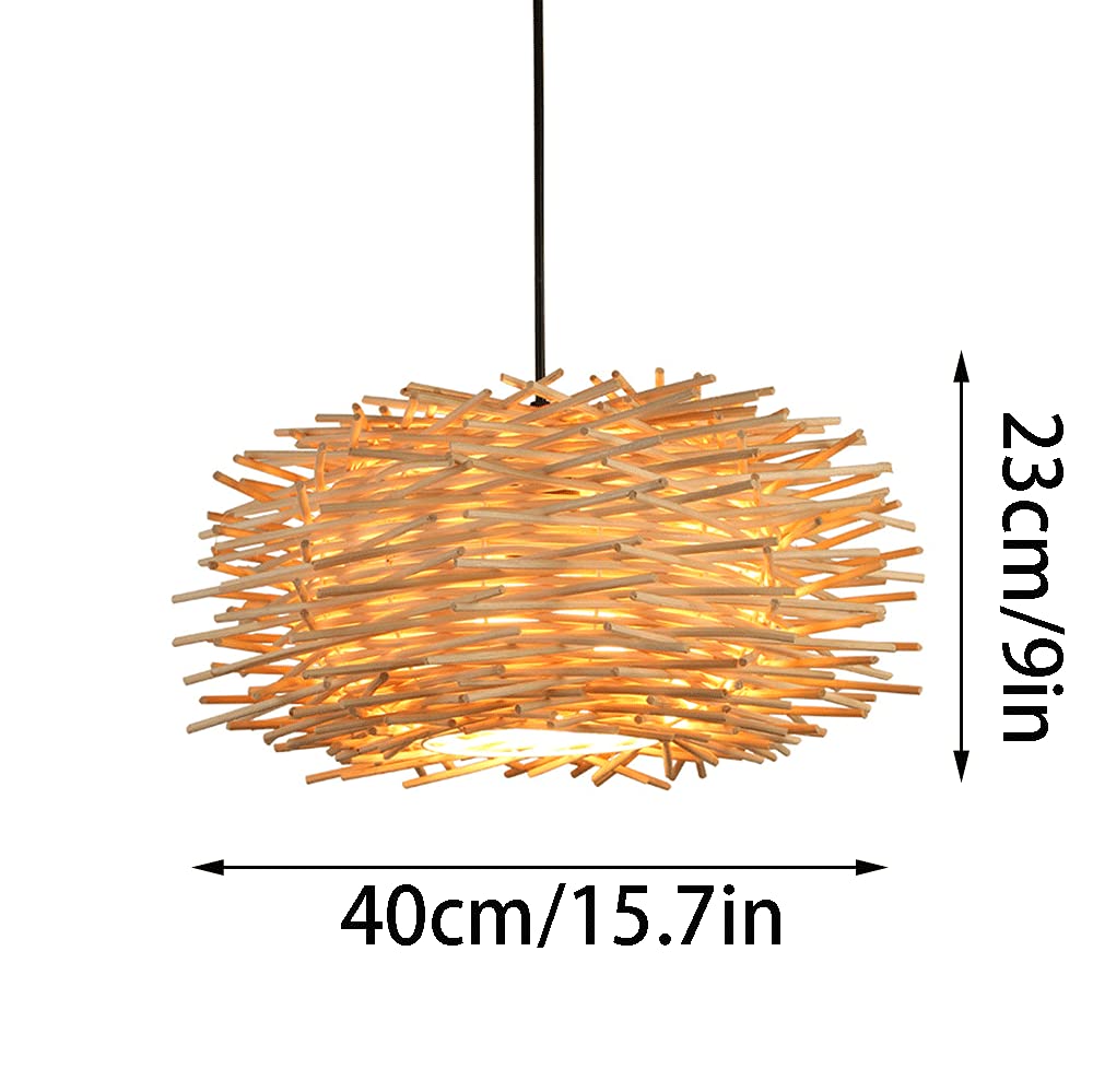 Lampada a Sospensione per caffetteria, in Vimini Industriale, Lampada a Sospensione a Nido d'uccello in bambù, Lampada a Sospensione da soffitto in Stile Bohémien Intrecciata a Mano per Cucina, s