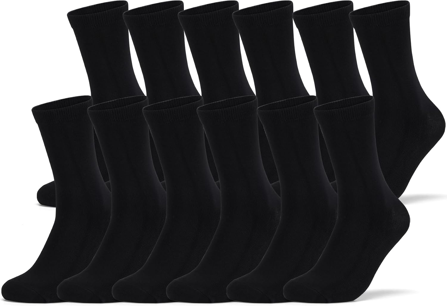 Mens 6 Pack Black Crew Dress Socks for Men Anti Odor Combed Cotton | Breathable,Anti Odor,Moisture-wicking,Ribbed Elastic Cuff,Soft,Machine Washable,Comfy,Ideal for Wedding Business & Casual