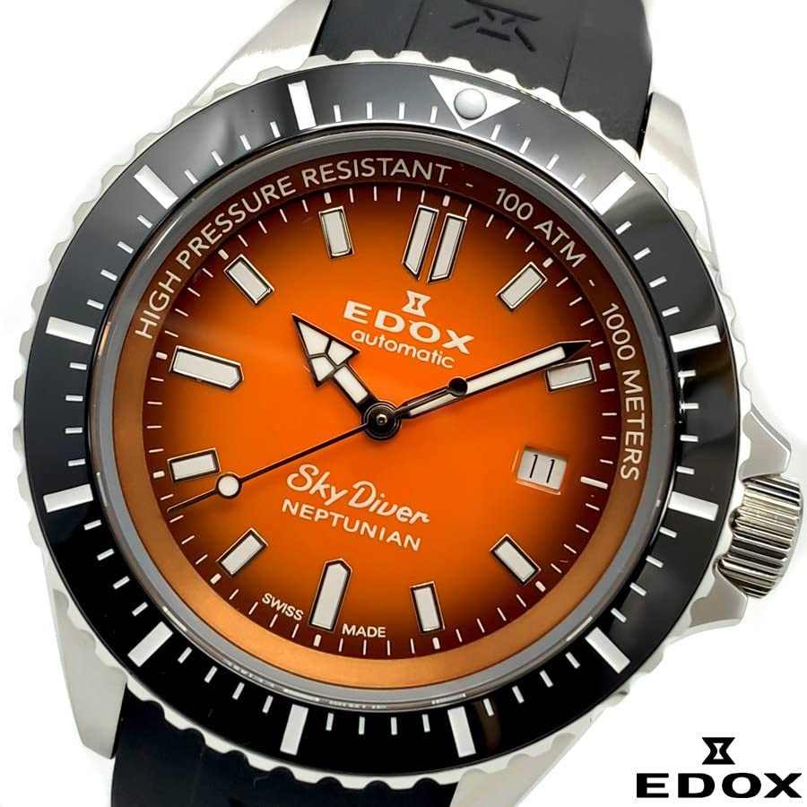 EDOX NEPTUNIAN （スカイダイバー）自動巻き1000m防水（美品） Amazon | 【1000m防水】 エドックス スカイダイバー