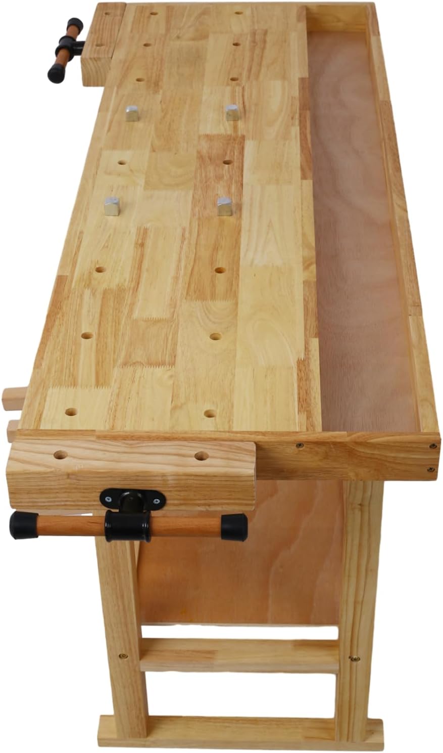 55-Inch Wood Workbench - Gold Multifunctional rubberwood Woodworking Table Operating Table Workbench Multifunctional Solid Wood Table Woodworker