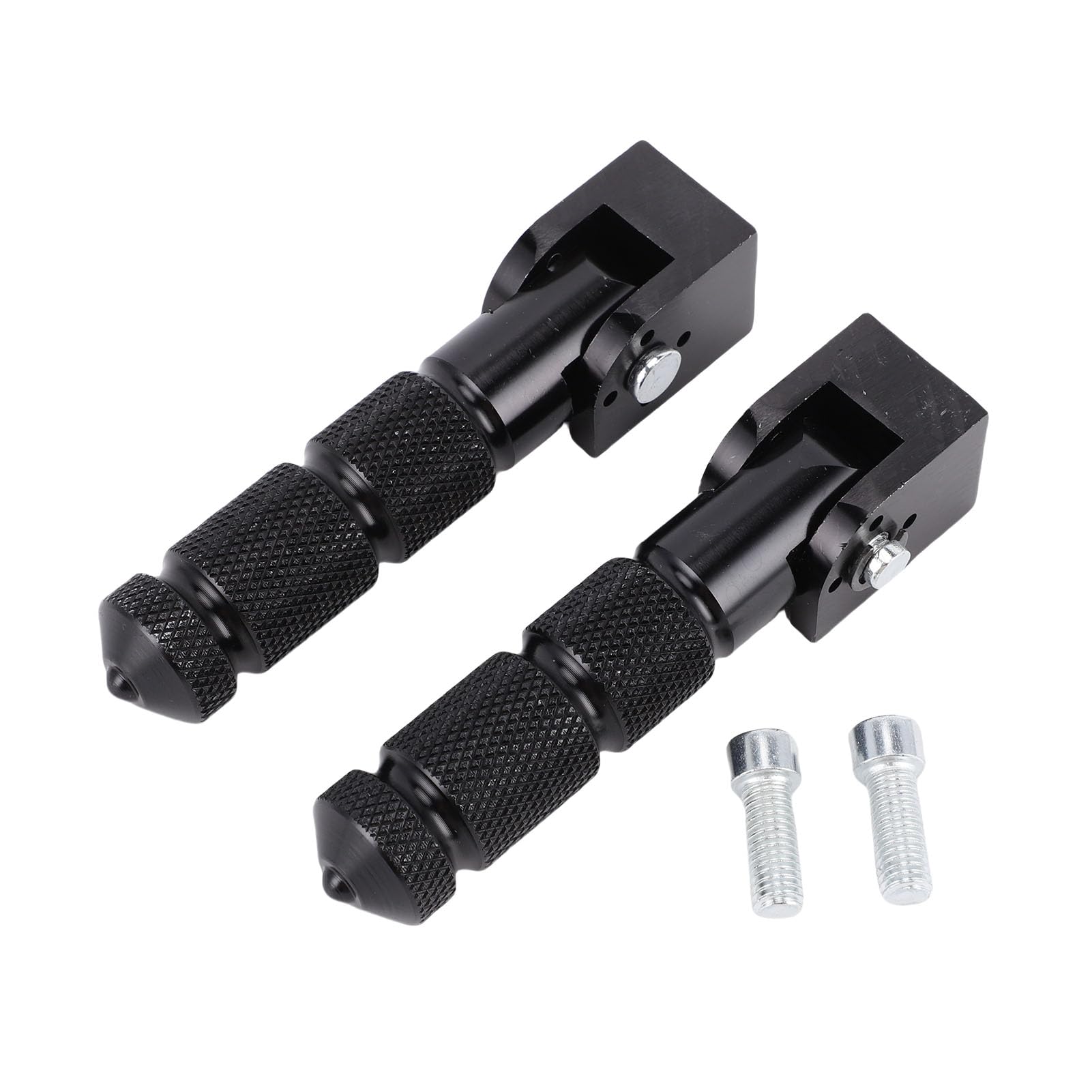 Motorcycle Foot Peg,2Pcs Universal Aluminum Pedals for Motorcycle Electric Car 8MM 90 Degree Folding Support Rod(Black)