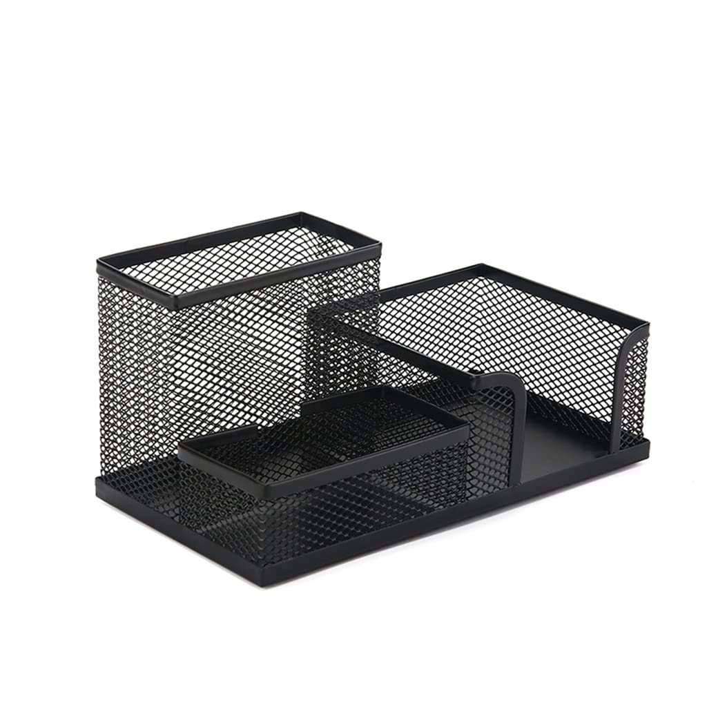Metallgeflecht-Box, Stiftehalter, Federmäppchen, Schreibtisch, Schreibwaren, Aufbewahrung, Organizer, Heimbüro, nützlich, platzsparend, Stifthalter (schwarz, 20,5 x 10,5 x 10,5 cm)