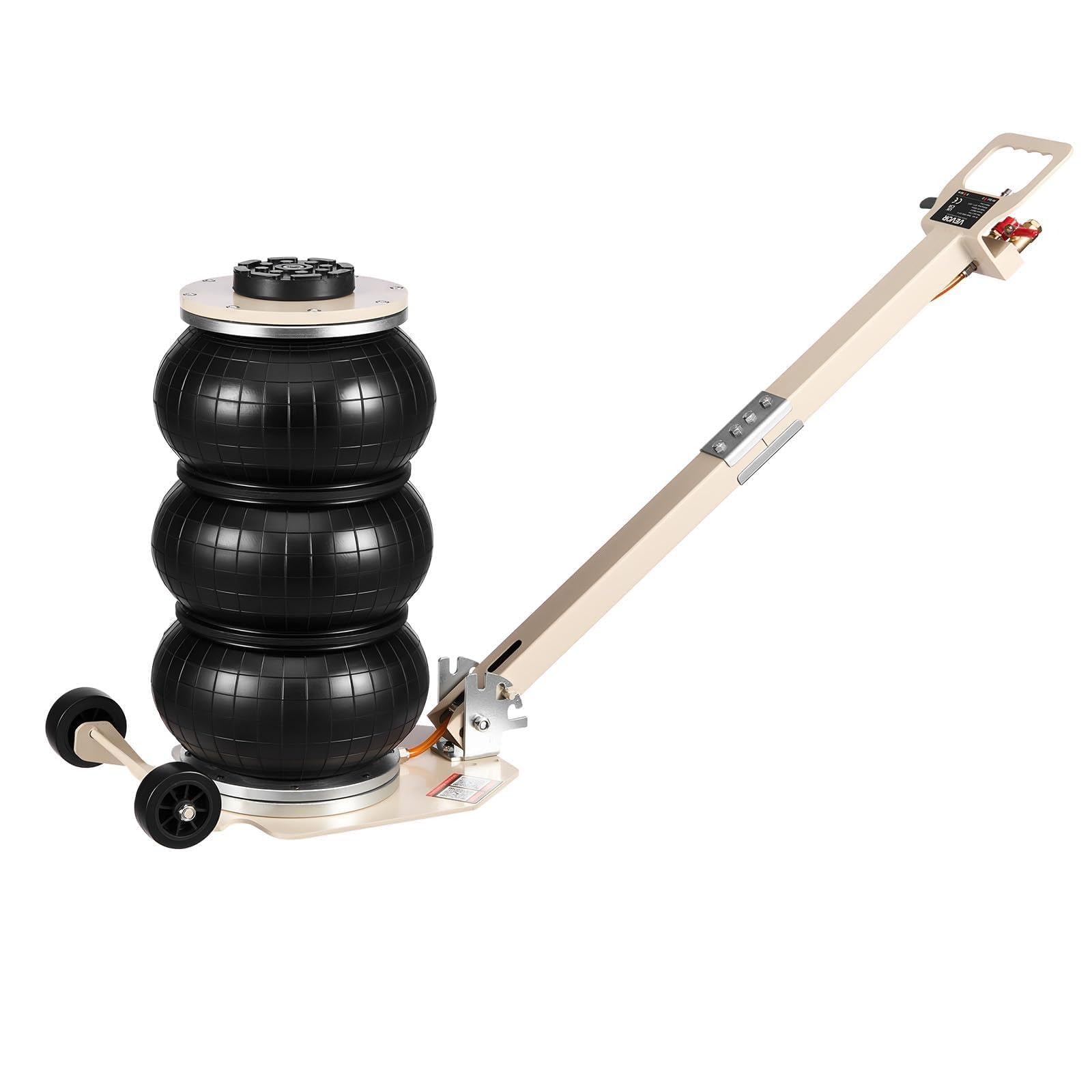 VEVOR Gato Neumático para Coches 3 T, con 6 Tubos de Acero y Manivela Ajustable, Altura de Elevación 140 a 450 mm, para Cambios de Neumáticos y Reparaciones de Vehículo, 1100 x 268 x 140–450 mm