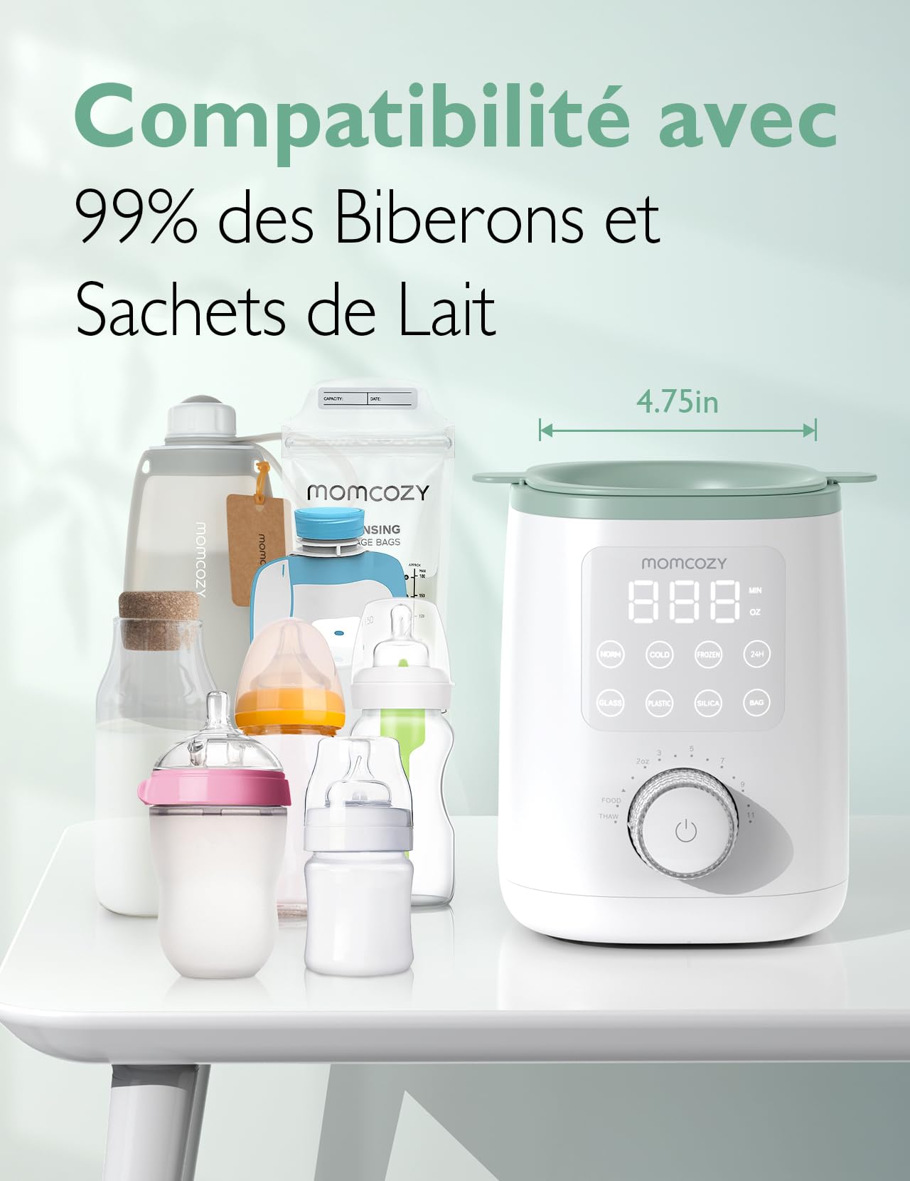 Momcozy Nutri Chauffe-Biberon, Compatible avec Tous les Biberons et le Lait Infantile