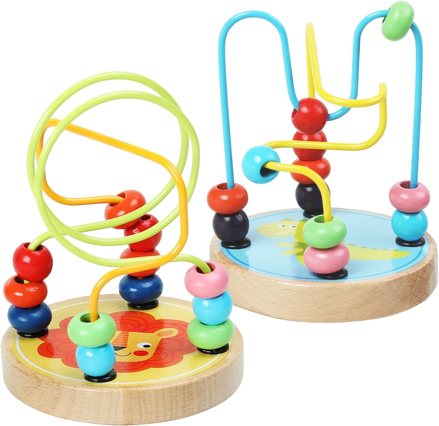 MUMMAMIA Bead Maze Toy for Toddlers Wooden Colorful Roller Coaster Educational Circle Toys Learning Preschool Toys Birthday Gift for Boys and Girls (Bead Track)
