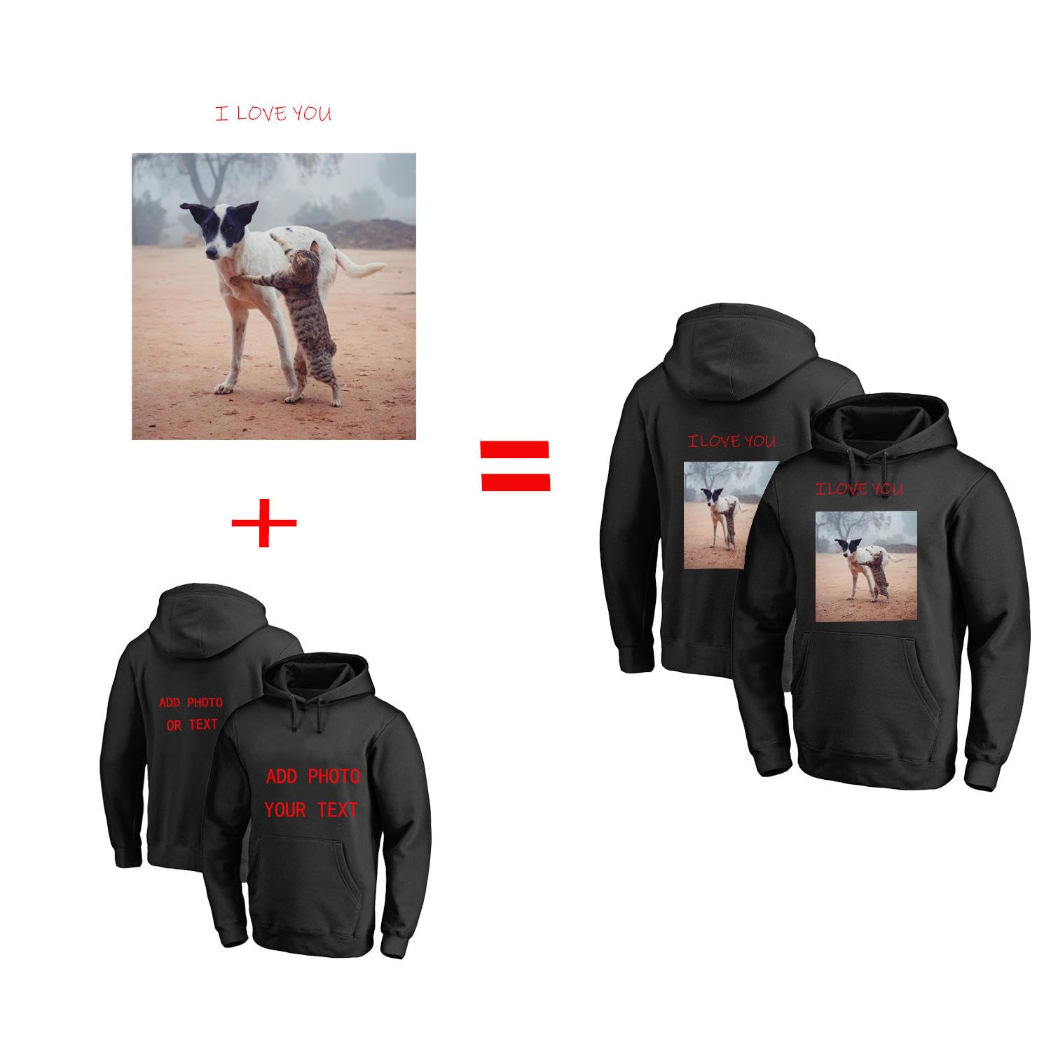 Personalisierte Hoodie Sweatshirt für Paare-Fügen Sie Ihre Eigenen Foto/Text/Logo Design DIY Pullover