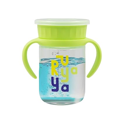 MINI SOUL Training Cup for Babies, Anti-Spill Sippy Cups for Infants, BPA Free Food Grade Material Drinking Cup, 360 Degree Drinking Magic Water Cup, 300ml Sipper, 6+ Months (Pack of 1, Green)
