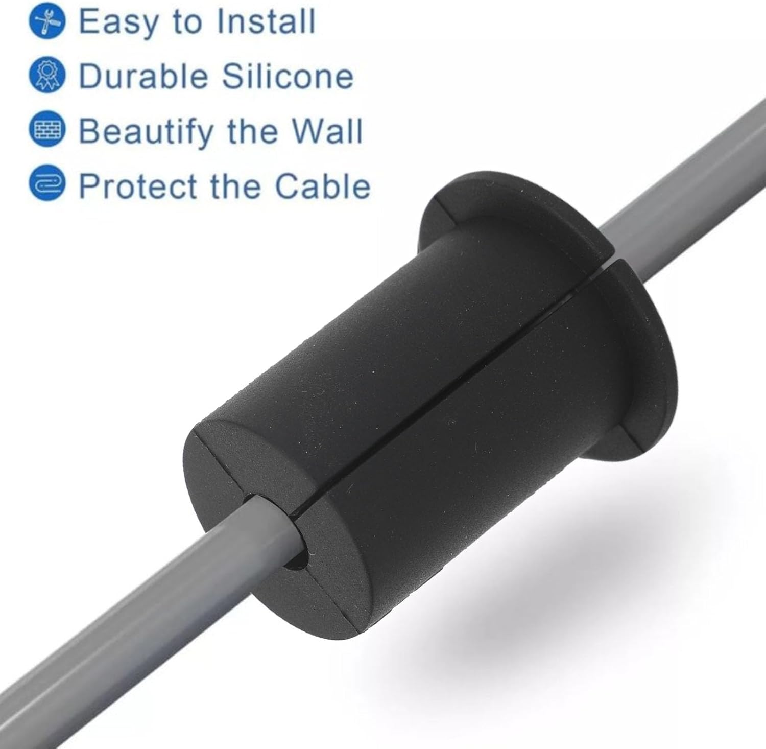 10 PCS Cable Routing Kit Compatible with Ethernet Cable, Wall Hole Grommet Silicone Cable Feed Through Bushings Wall Cable Pass Through Bushing Grommets Accessories for Cables (Black)
