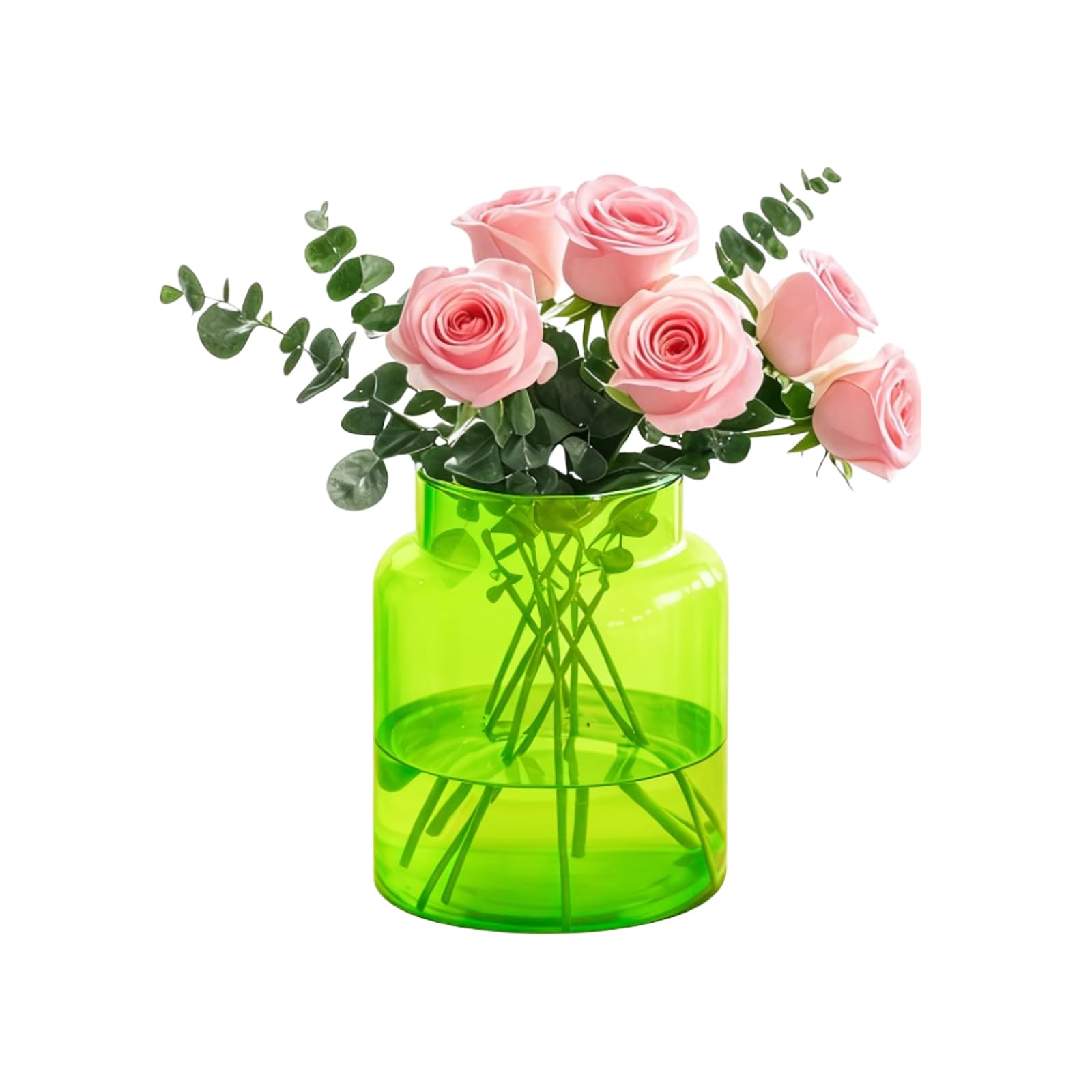 Green Vases for Centerpieces Innjoii Glass - Large Glass Vases Wide Big Flower Vintage Modern Mouth Vase Giant Home Decor, Bouquet Home Decor Modern for Wedding Living Room Dining Table