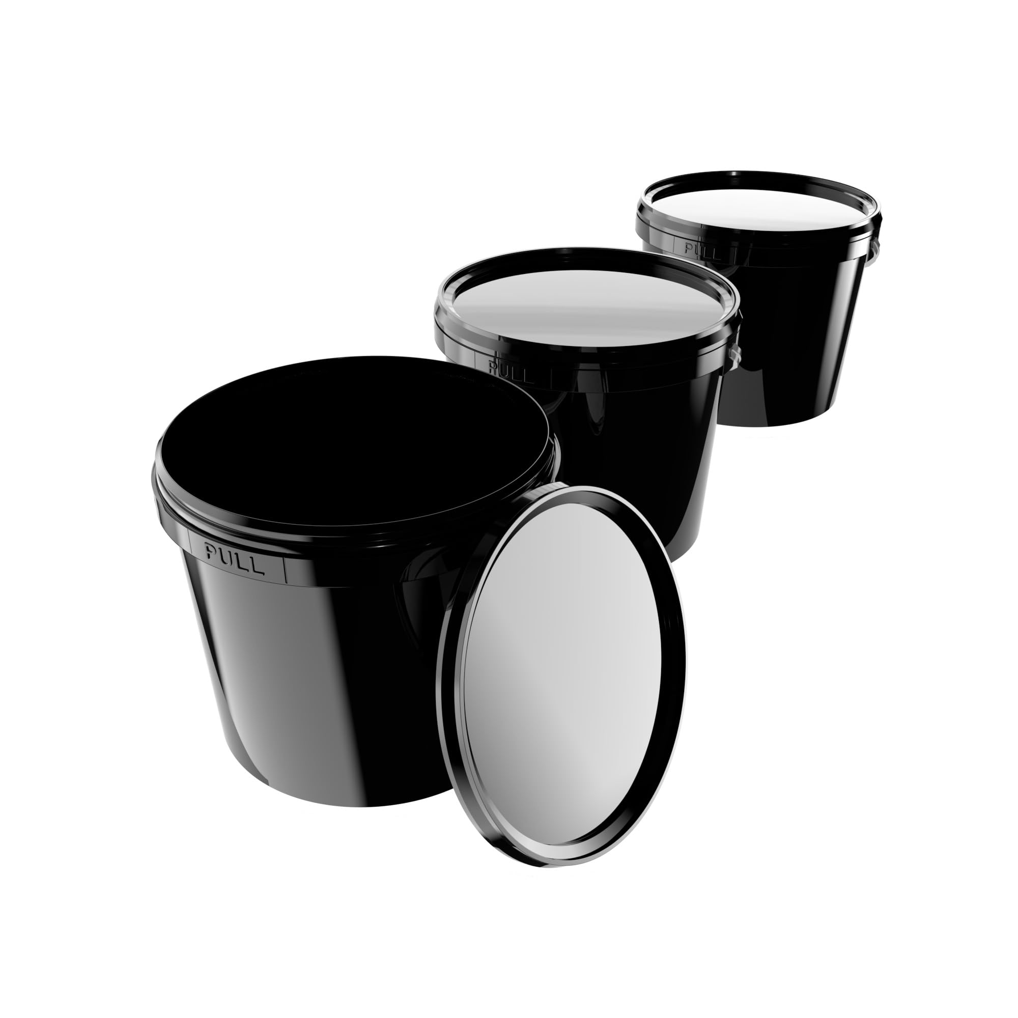 Lot De 3 Seaux Alimentaires 5L Avec Couvercles - Noir - Hermétiques Et Empilables - Pour Cuisine Et Stockage