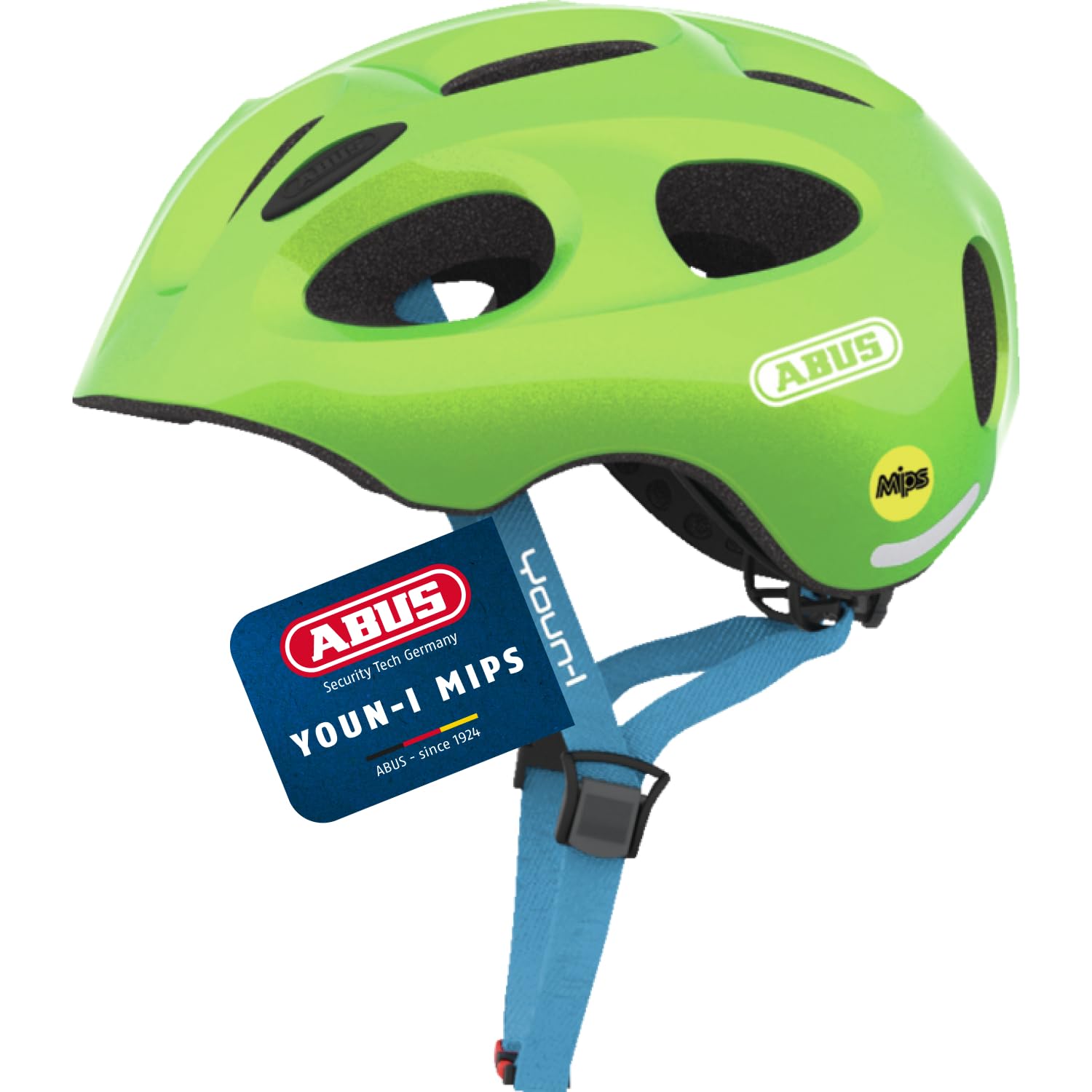 ABUS Casque pour Enfants Youn-I MIPS - Casque de vélo avec lumière, réflecteurs et Protection Contre Les Chocs (MIPS) - pour Filles et garçons