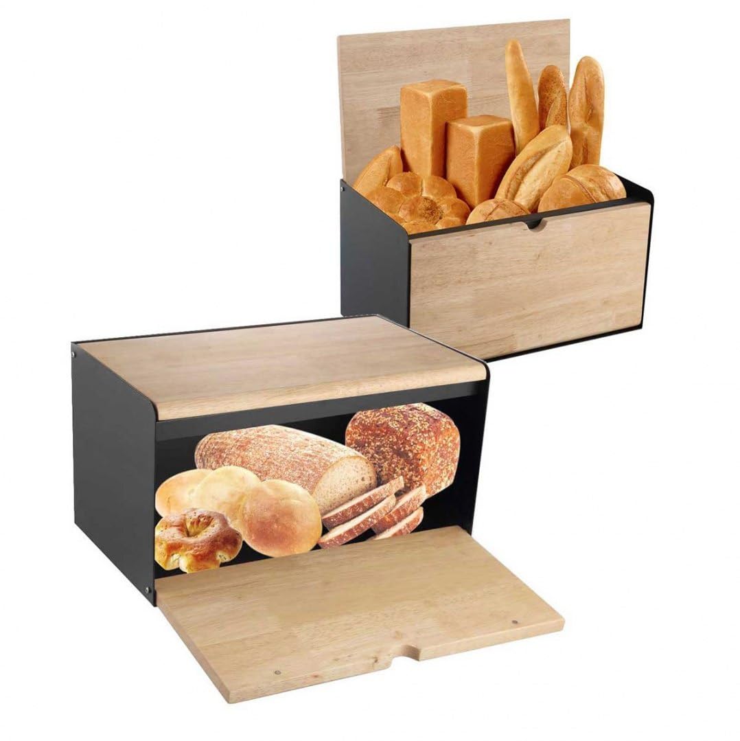 Caja para pan Klausberg KB-7386 negra de 35,5 cm para cocina