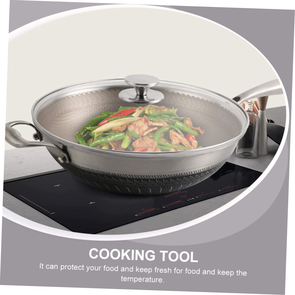 Cubierta redonda de acero inoxidable para ollas de acero inoxidable, tapa de sartén, tapa de sartén, cubierta universal para ollas de cocina, cubierta de alimentos, herramienta de cocina, cubierta