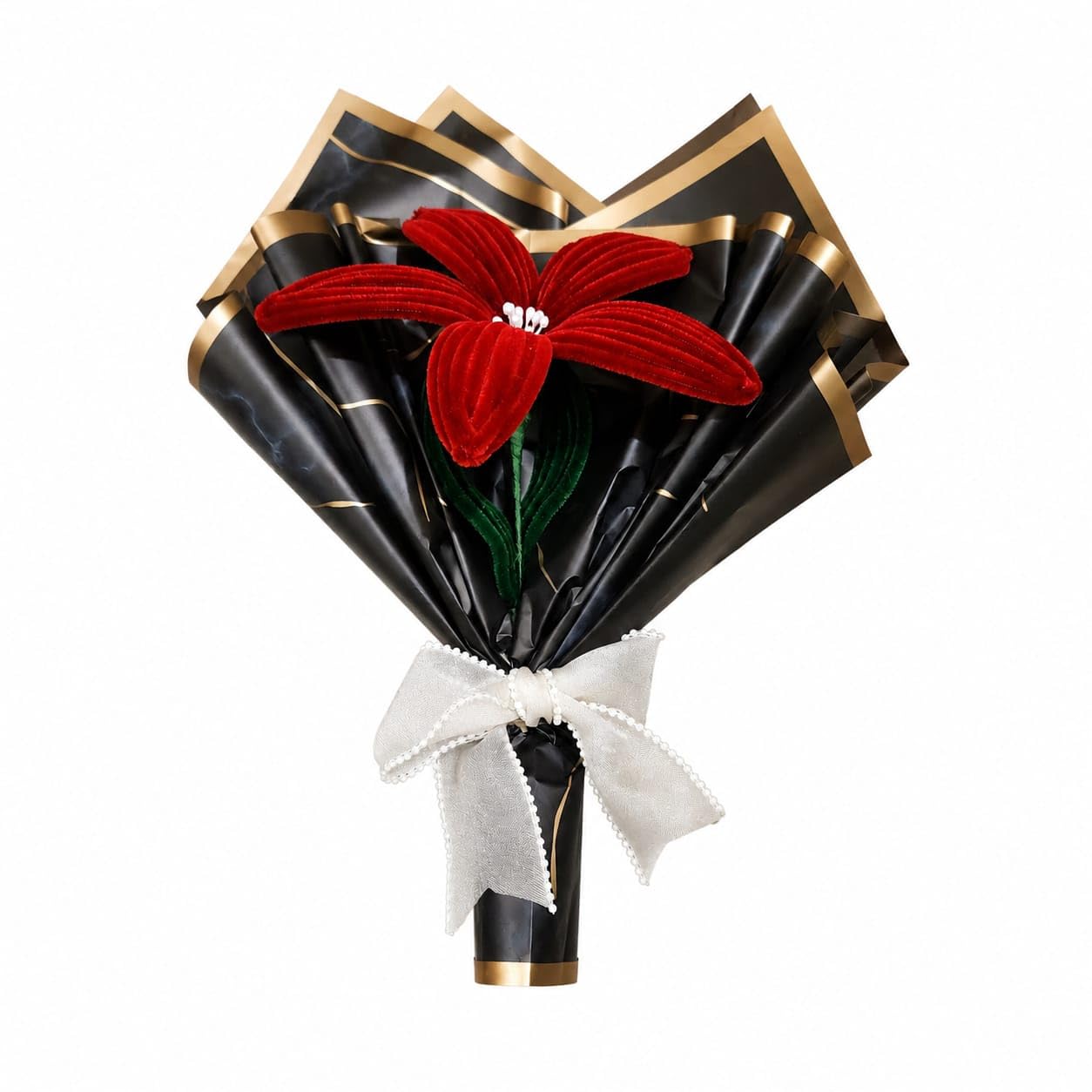 Maroon Single Handmade Lilly Bouquet | Maroon Colour-image-48