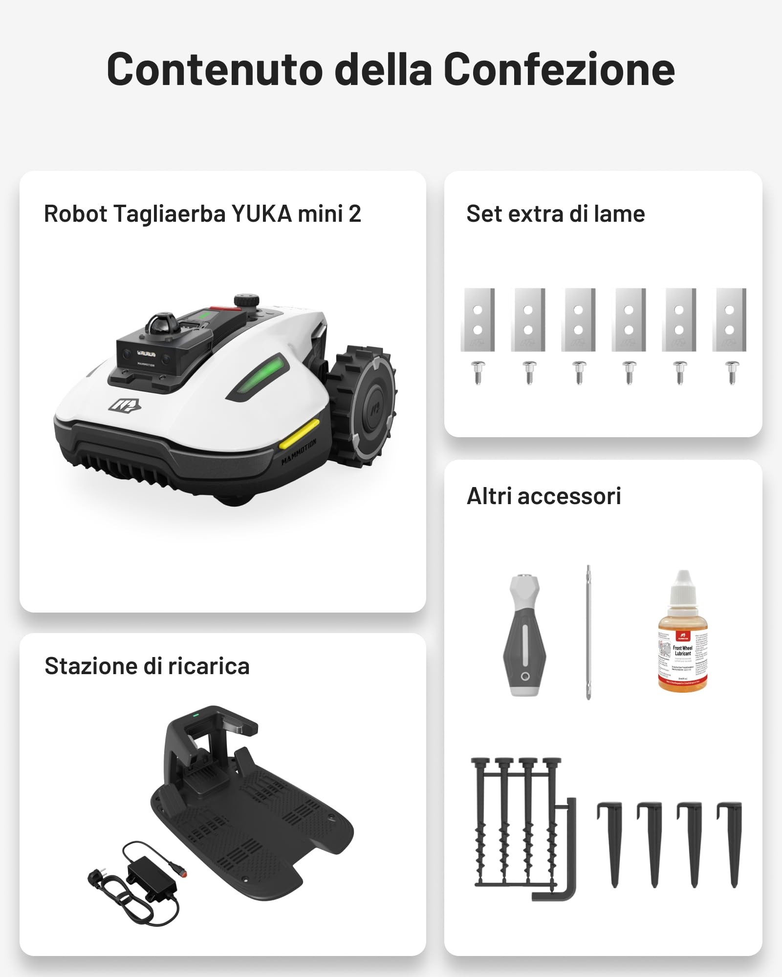 MAMMOTION YUKA mini 2 800 LiDAR Robot Rasaerba senza Cavo Perimetrale, Consigliato per 800m², LiDAR 360° + Visione AI, DropMow, Nessuna Perdita di Segnale, Senza RTK