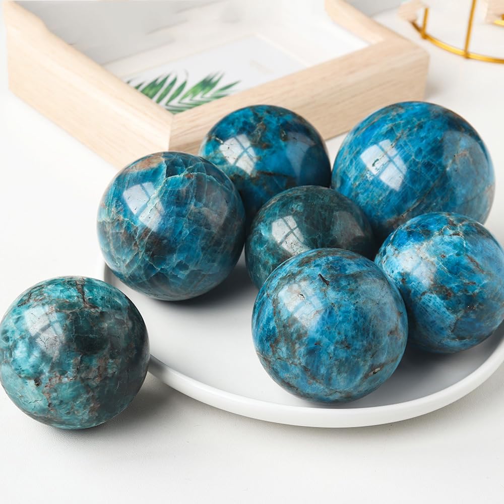 NIBHZ Bola de Piedra Gris de fósforo Azul Natural Cristal Reiki Bola de curación,Azul,40~45mm