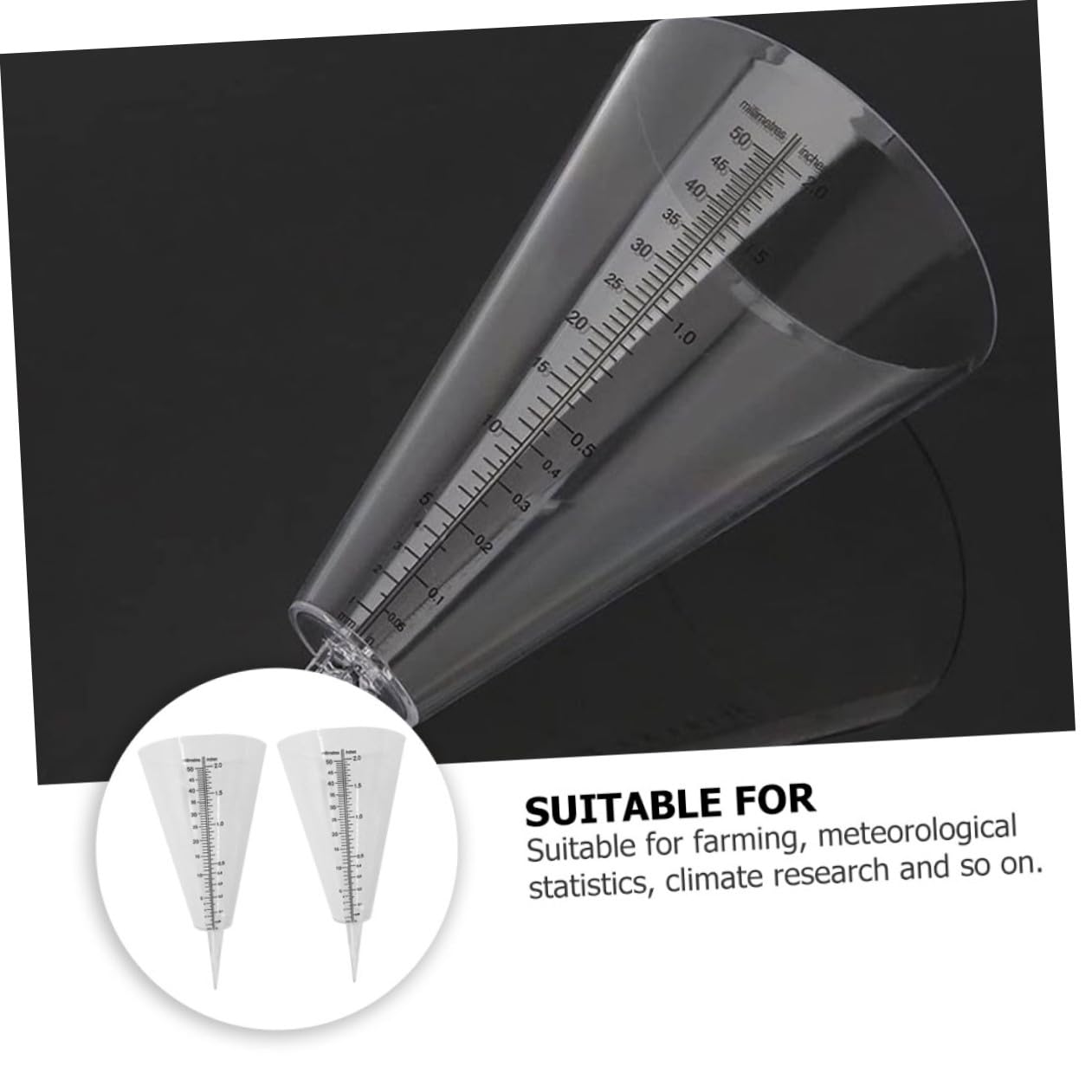 6 Pz Coppa Della Pioggia Misurino Porta Pluviometro Conico Strumento Di Misurazione Dell'acqua Tubo Di Pioggia Chiaro Pluviometro a Tubo Per Esterno Plastica Bianca