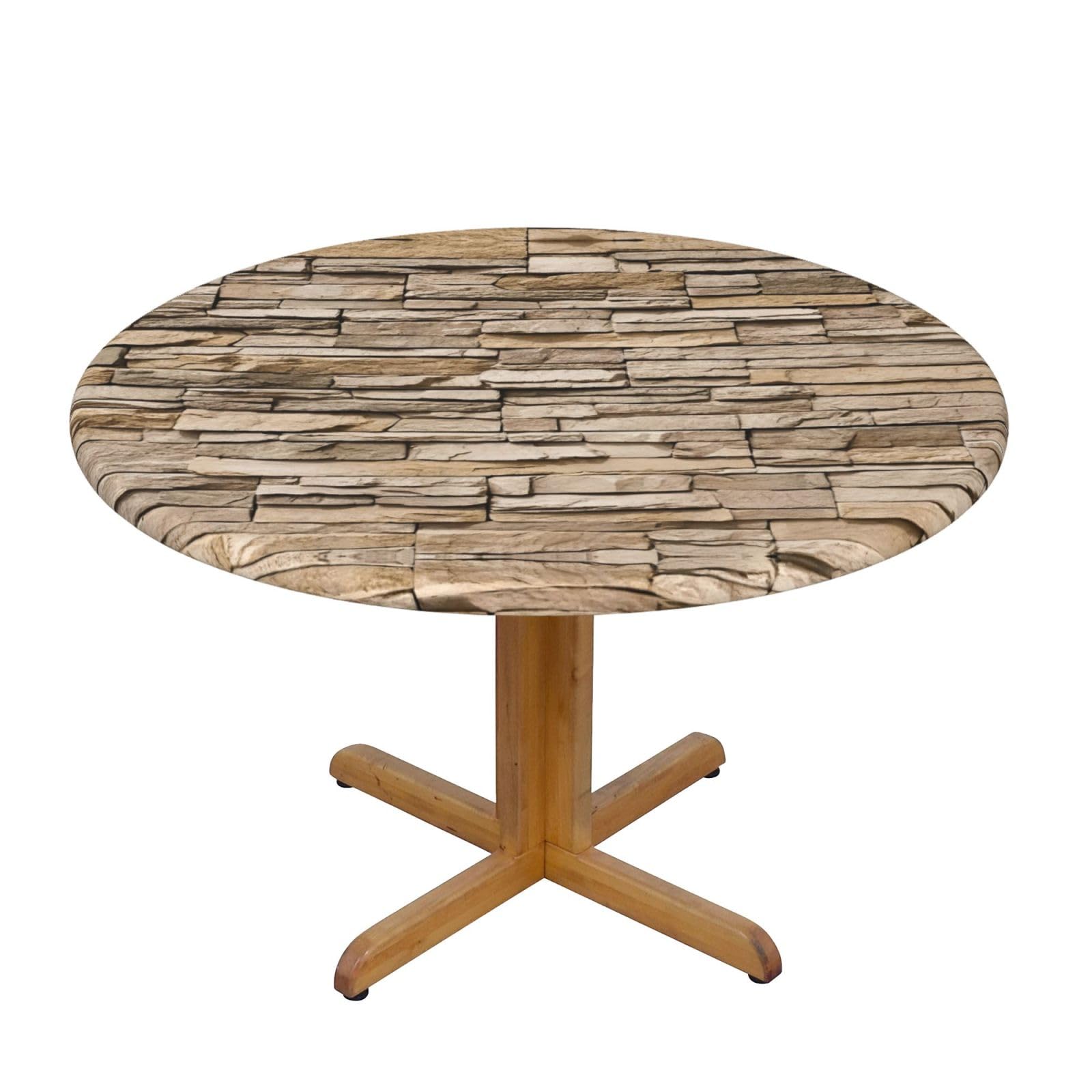 Rustic Rocks Brick Wall Print Wipe Clean Oval Tablecloth Stain-Resistant Dining Table Accessories Table Protector For Home