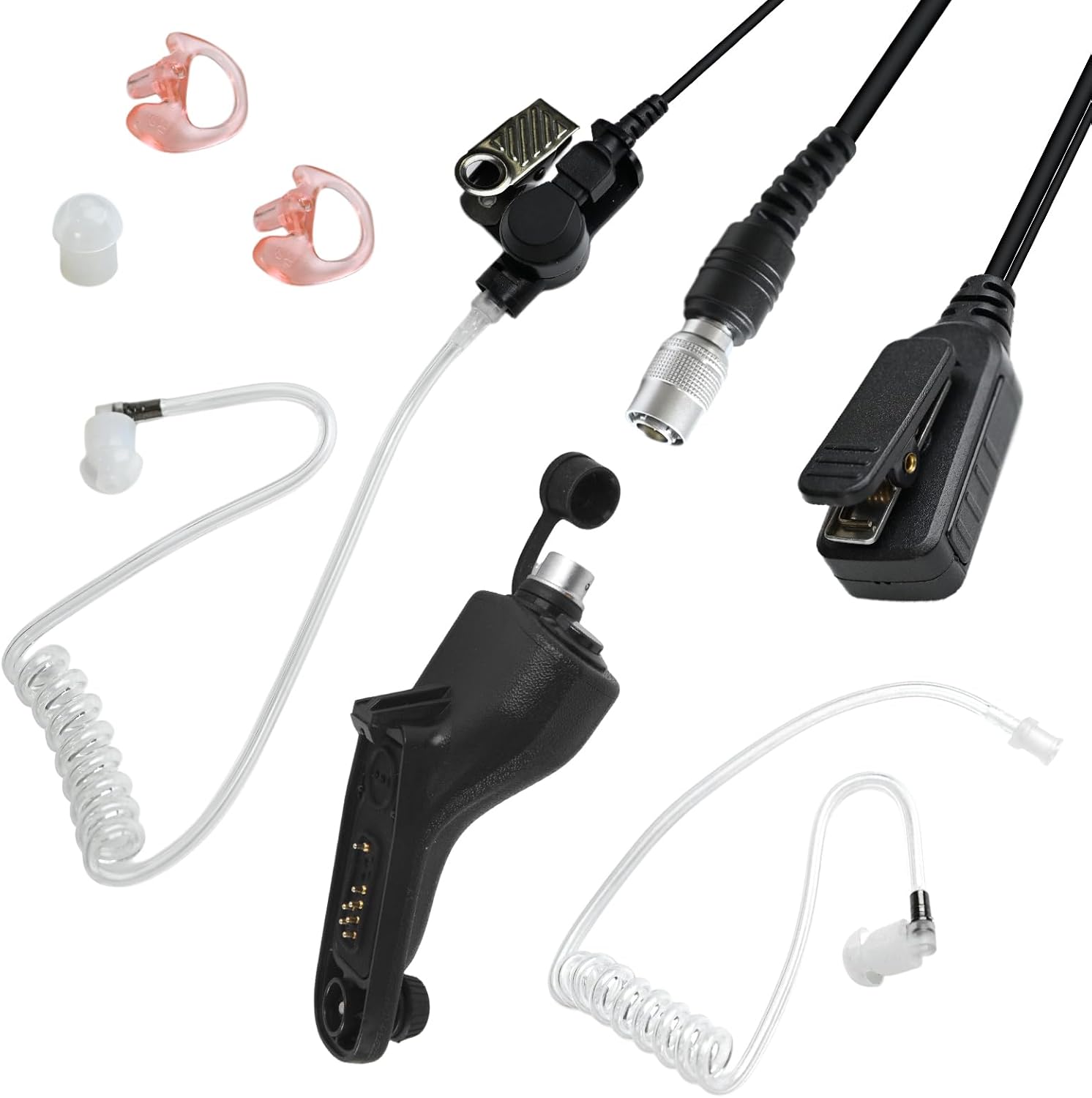 QD Adapter Earpiece Hawk Lapel Mic Ear Piece Headset Microphone Quick Release Disconnect Headphone for Motorola APX 6000 7000 8000 Xpr 6550 7550 Walkie Talkies (Adapter and Earpiece)