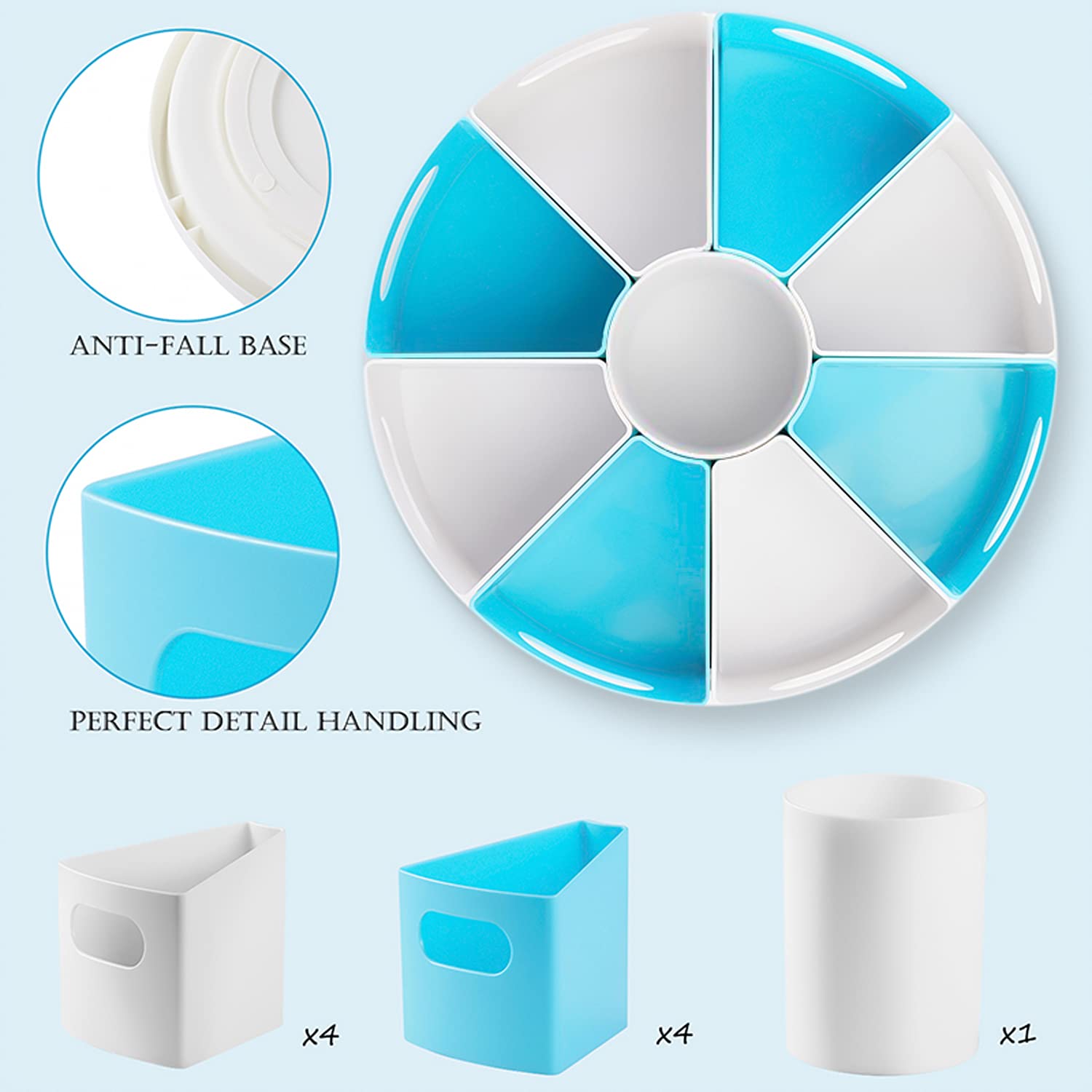 MeCids 360° drehbarer Schreibtisch-Organizer für Zuhause, Büro, Organisation und Aufbewahrung, Kunstbedarf, Organizer, 30,5 cm, Lazy Susan Stil Caddy mit herausnehmbaren Behältern, für Heimbüros,