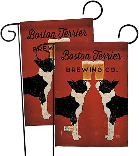 Banderas de jardín de Boston Terrier para perros, 2 unidades, paquete de animales, cachorros, caninas, piel de mascota, naturaleza, granja,