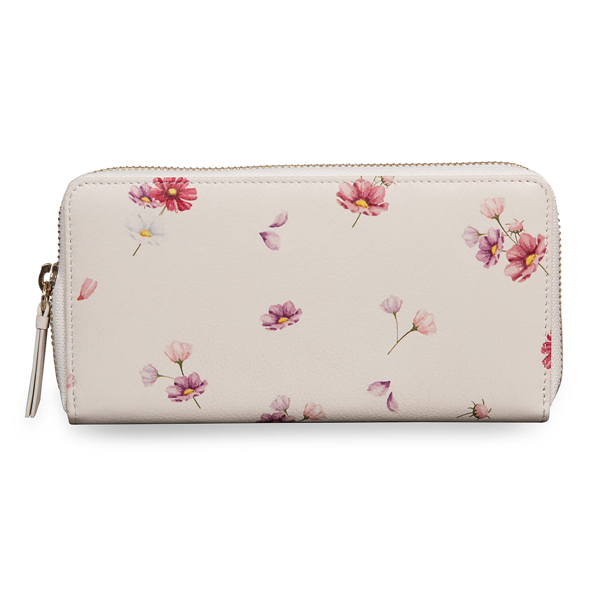 mai soli Cosmos Hand Wallet Flower Print Genuine Leather Zip Around Flap Wallet | Hand Clutch for Women's & Girls - Beige-picture-12