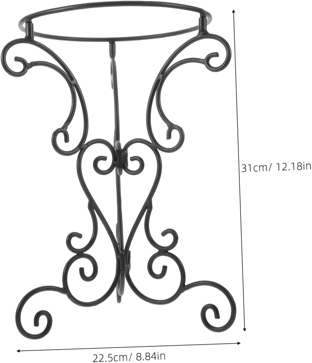 Metal Bird Bath Stand with Wrought Iron Gazing Globe Base for Outdoor Garden Patio Yard, Black Outdoor Bird Water Holder and Flowerpot Display Pedestal