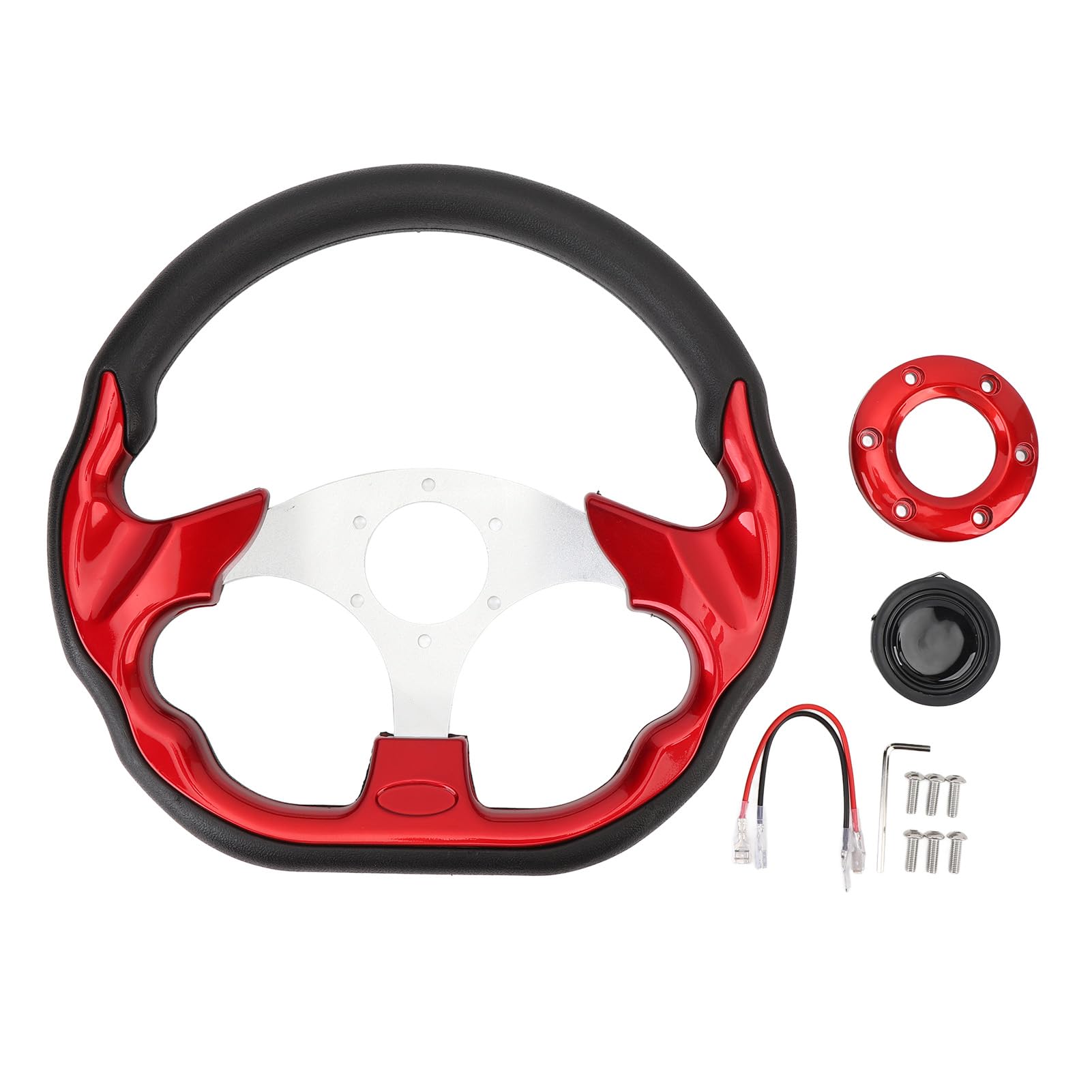 13-Zoll-Sportlenkrad Im Rennstil mit Verbessertem Grip, für Pumaterial, Leichtgängiger Handhabung, Einfacher Installation, Geeignet für die Meisten Fahrzeuge und Rennwagen, für (Rot)