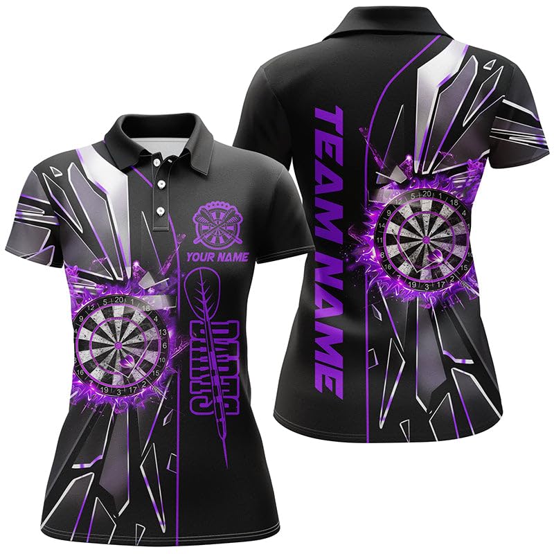 Personalisierte lila 3D-Dartshirts für Männer & Frauen - Custom Dart League Shirts - Bestes Darttrikot T1997