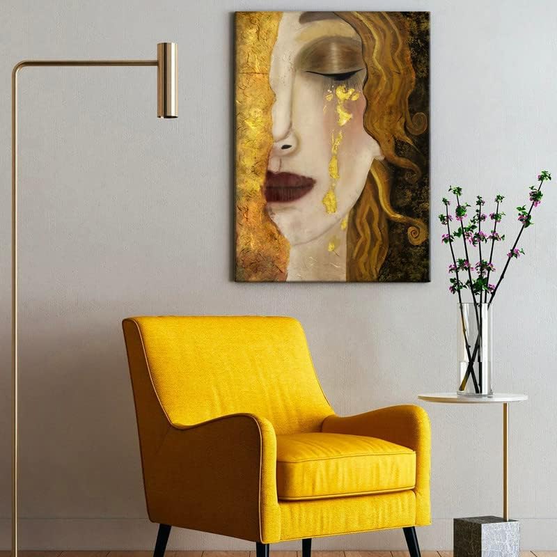 Miniatura 4 de CanvasWAY - Gustav Klimt - Impresiones en lienzo de reproducción famosa de Freya con lágrimas doradas de Freya, cuadro clásico sobre lienzo de