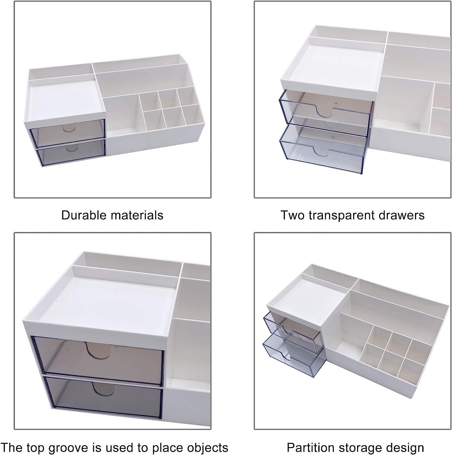 Biurko Organizator Przechowywanie Na Biurku Kosmetyki Do Makijażu Vanity Organizer Box Artykuły Biurowe Blat Łazienkowy Biuro(White)