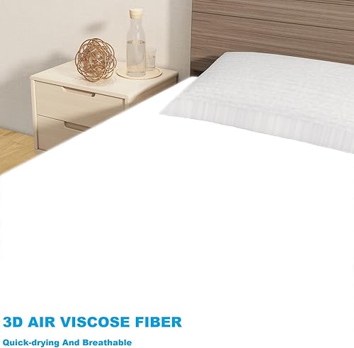 Miniatura 2 de WINGLAM Protector de colchón impermeable de tamaño matrimonial, funda de colchón sin ruido de tela de aire 3D, refrescante y transpirable, lavable a