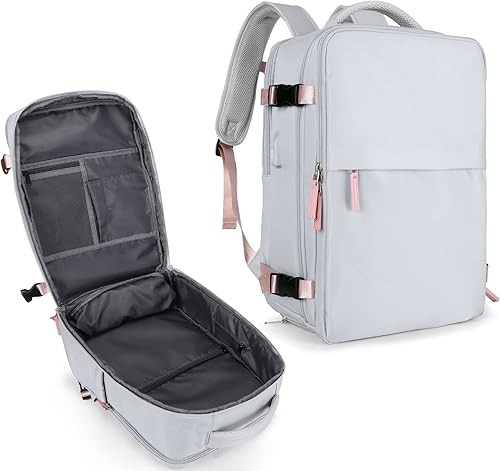 UPPACK Mochila para mujeres y hombres, bolsa de viaje resistente al agua, mochila de senderismo para la universidad y portátil, A-gris