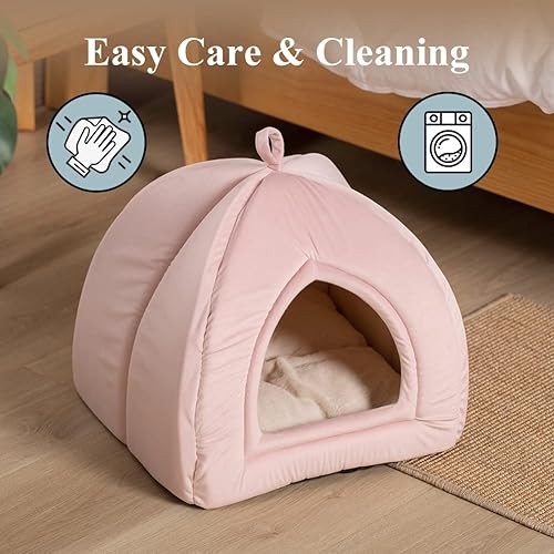 Miniatura 6 de KASENTEX Cama para gatos de interior suministros para mascotas 2 en 1 para gatos grandes o perros pequeños cueva de animales tienda de campaña para