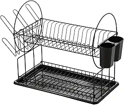Escorredor de Louça e Pia Duplo em Aço Inox Que Não Enferruja - Organizador para Pratos, Talheres e Copos