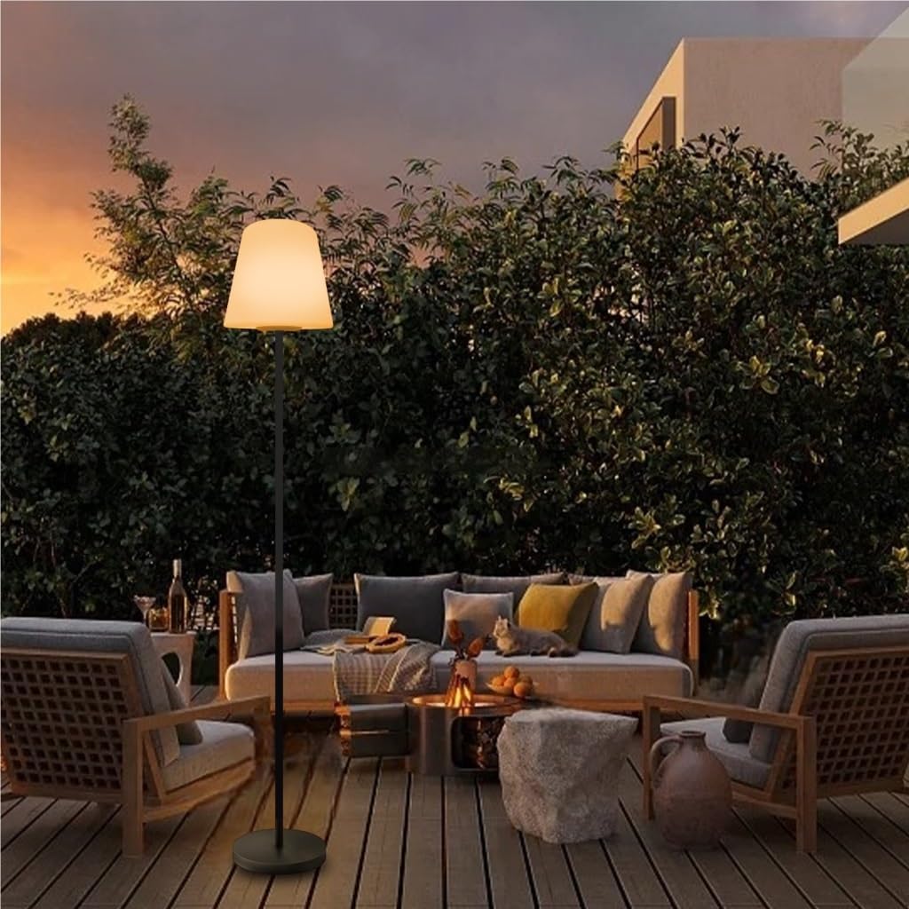 Standing Lamp Solar Light Outdoor Garden Light Waterproof Personalized Art Outdoor Garden Light Villa Garden Terrace Floor Lamps for Living Room(White)