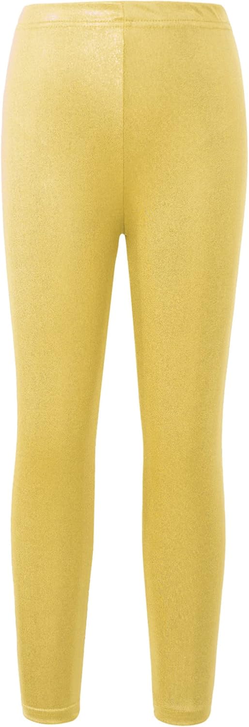 FEESHOW Kids Girls Shinny Metallic Footless Tights Elastic Waistband Stretchy Slim Fit Dance Yoga Workout Legging : Clothing, Shoes & Jewelry