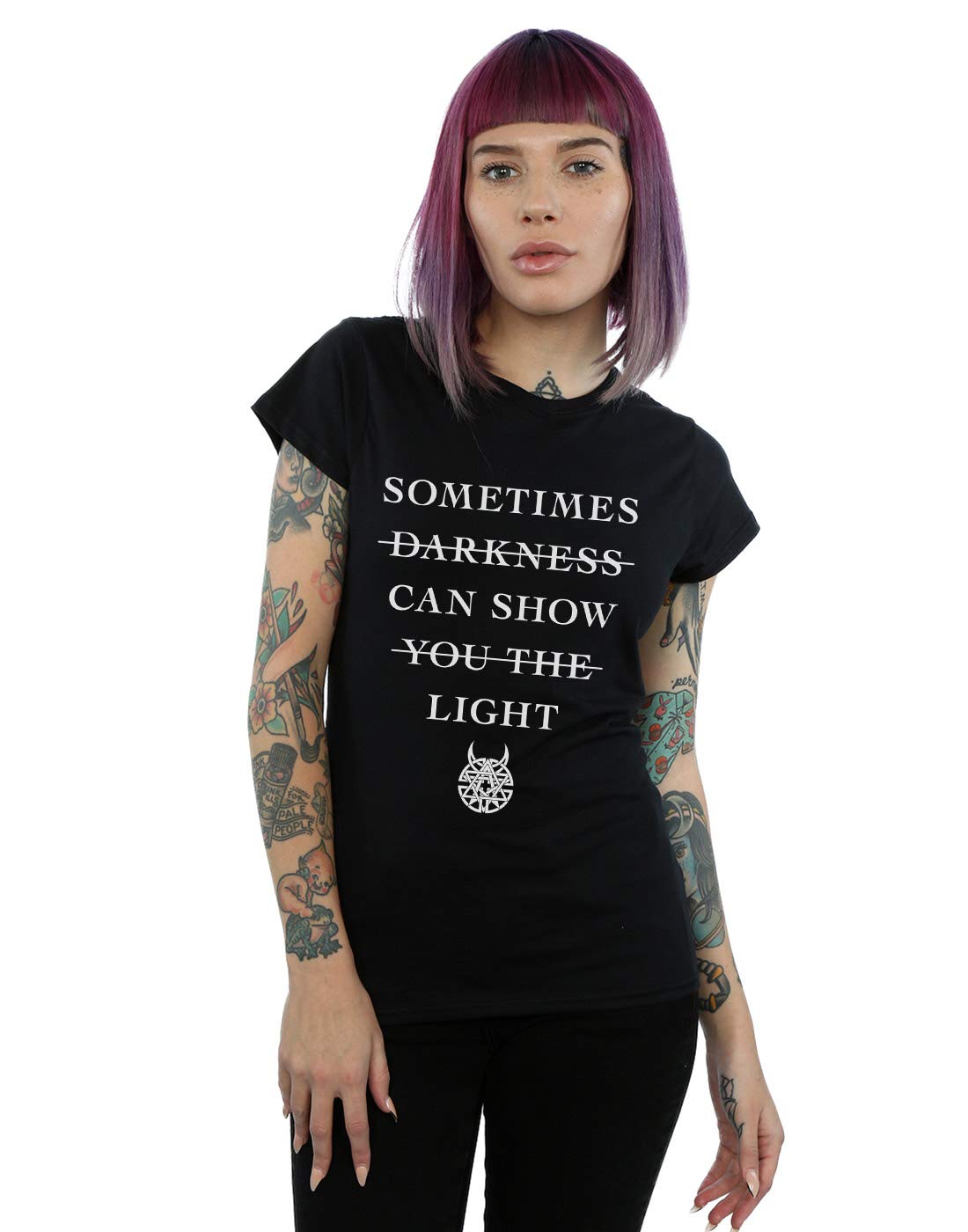 Absolute Cult Women's Black Disturbed Sometimes Darkness T-Shirt Large