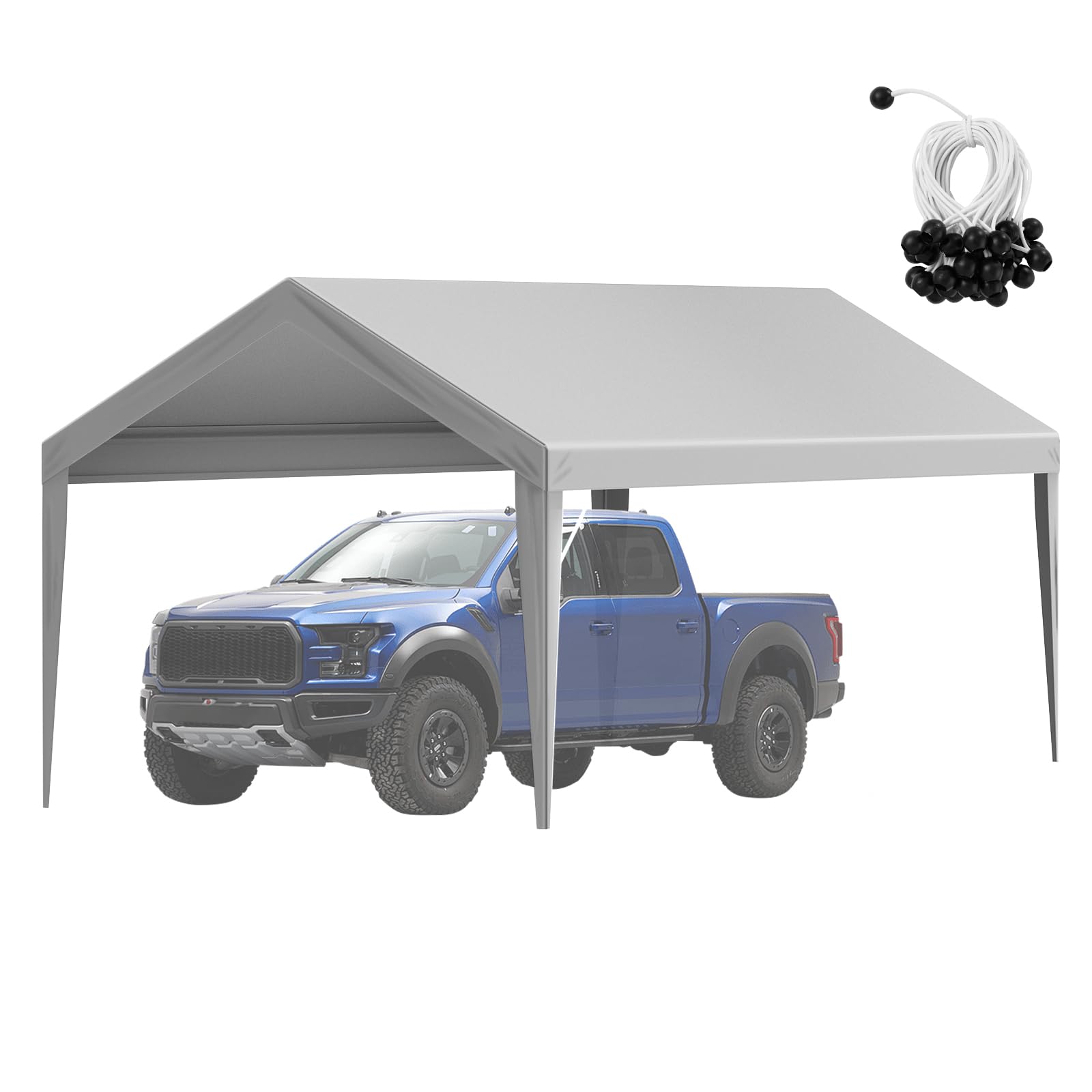 VEVOR Carport-Garagenzelt, 3 x 6 m, Garagendachzelt, wasserdicht und UV-geschützt, einfache Installation mit Spanngurten, Grau (nur Dachabdeckung, Rahmen Nicht im Lieferumfang enthalten)