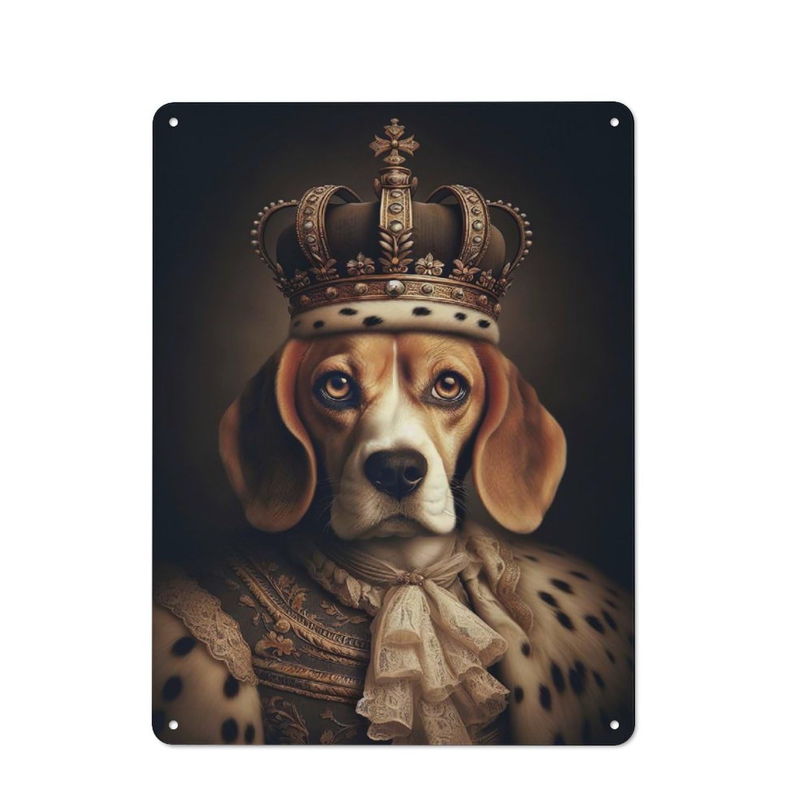 Junmoney Dog As A King Tin Wall Plaque 40X30cm With For Bar Or Restaurant, Housewarming Wall Decor For People Furnishing Bar And Restaurant
