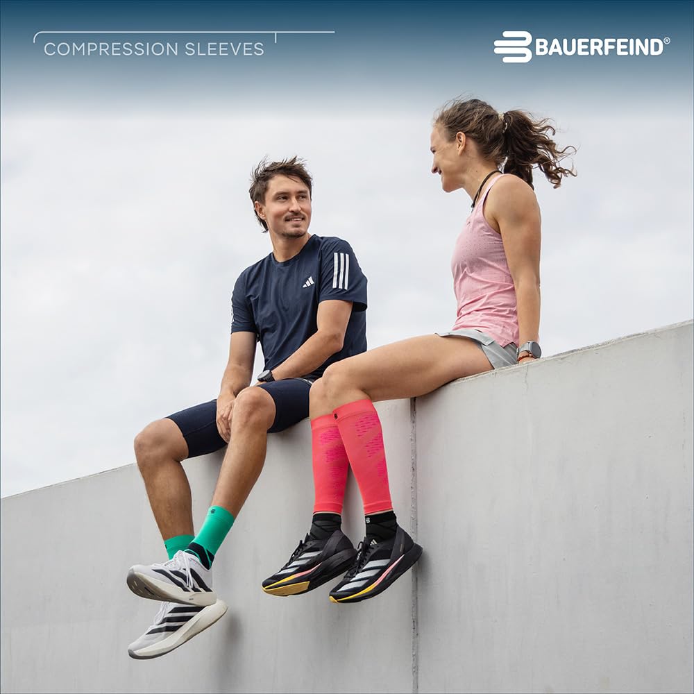 BAUERFEIND Waden Sleeves Run Performance Compression Sleeve, 1 par de vendajes para pantorrilla con compresión y puntos 3D, calentadores de piernas