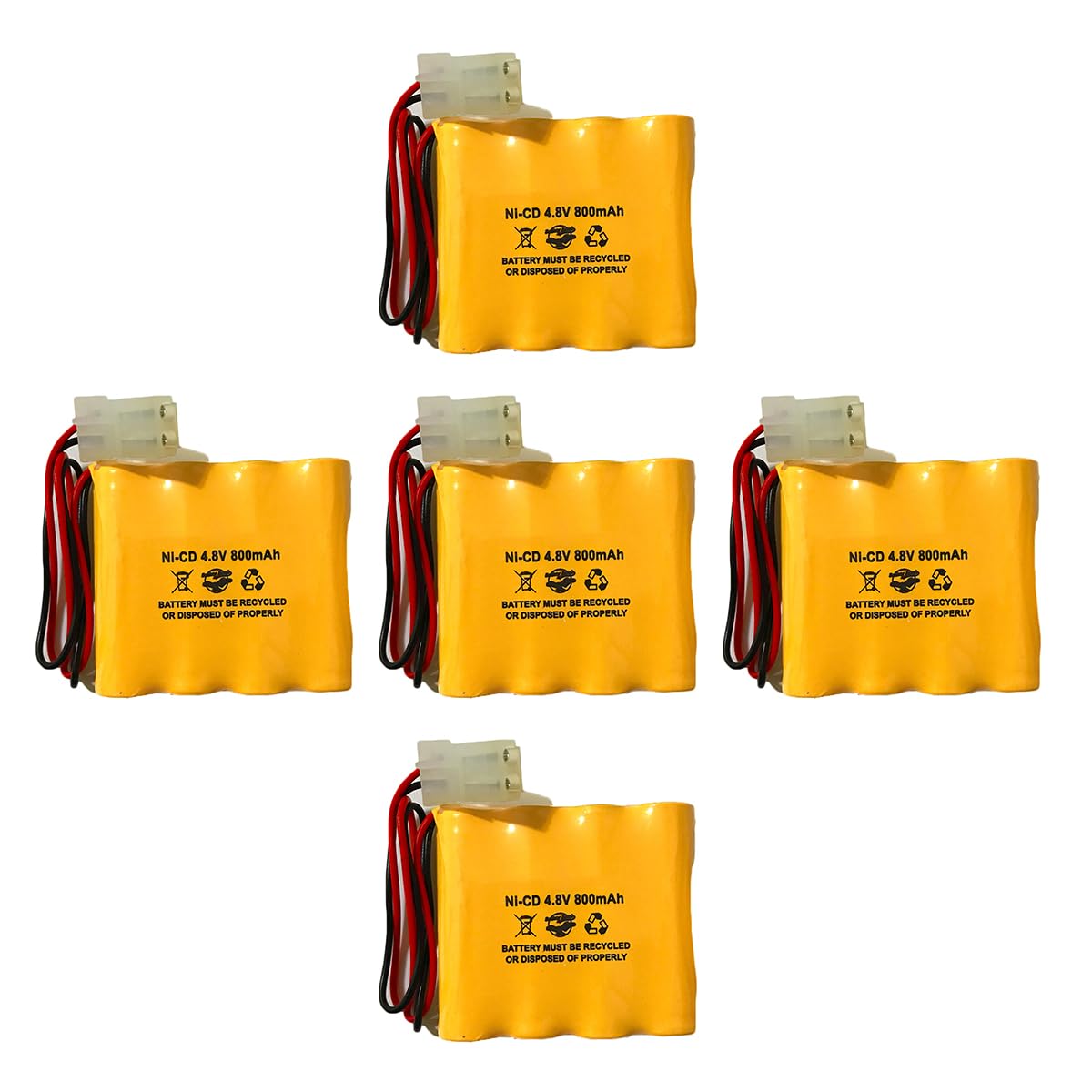 (5 Pack) 4.8v 800mah NICD Exit Sign Emergency Light Battery Pack Replacement ELB4865N LESB1R 277ELNF Lithonia ELB-4865N Interstate NIC0546 Exell EBE-