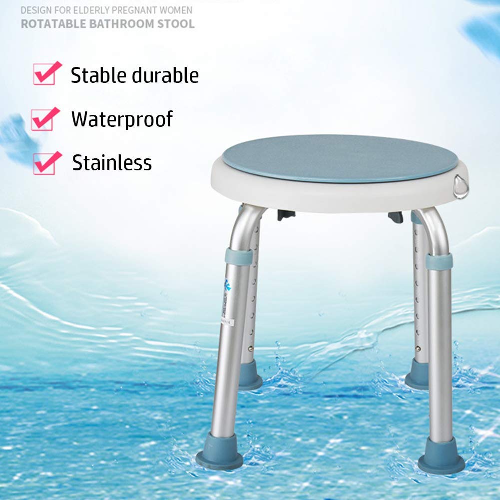 Silla de baño/Ducha giratoria de 360 Grados Taburete de Ducha Giratorio Ajustable en Altura, Banco de Asiento con Puntas de Goma Antideslizantes Silla de Seguridad para bañera para