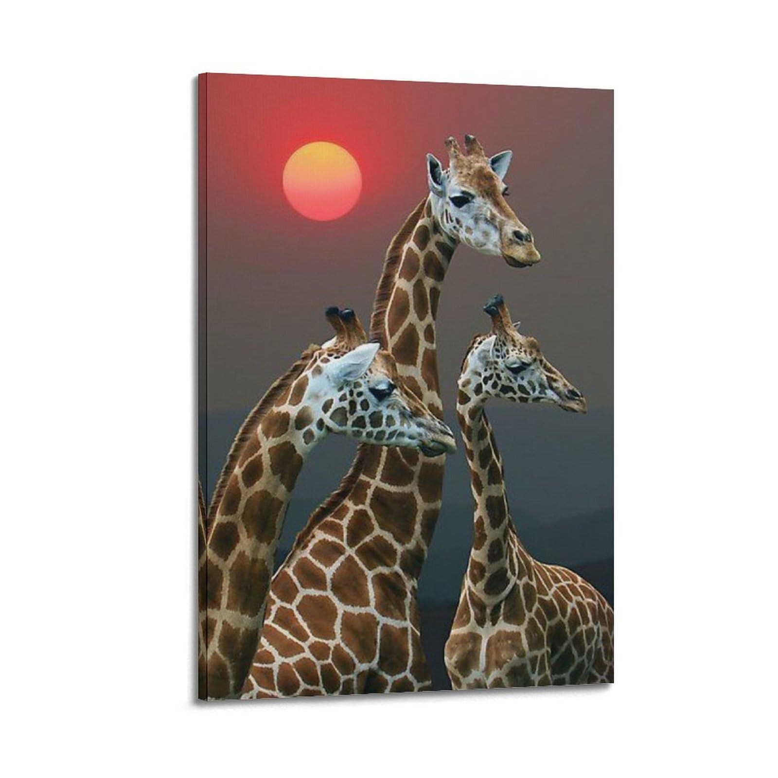Xkuga Boys Frame-Style Africa Savannah Sunset Giraffe Wildlife Poster Vintage Modern Decorative Canvas Prints - Ideal Wall Art For Family, Man Cave, Game Room, & Girls Bedroom 12X18inch(30X45cm)