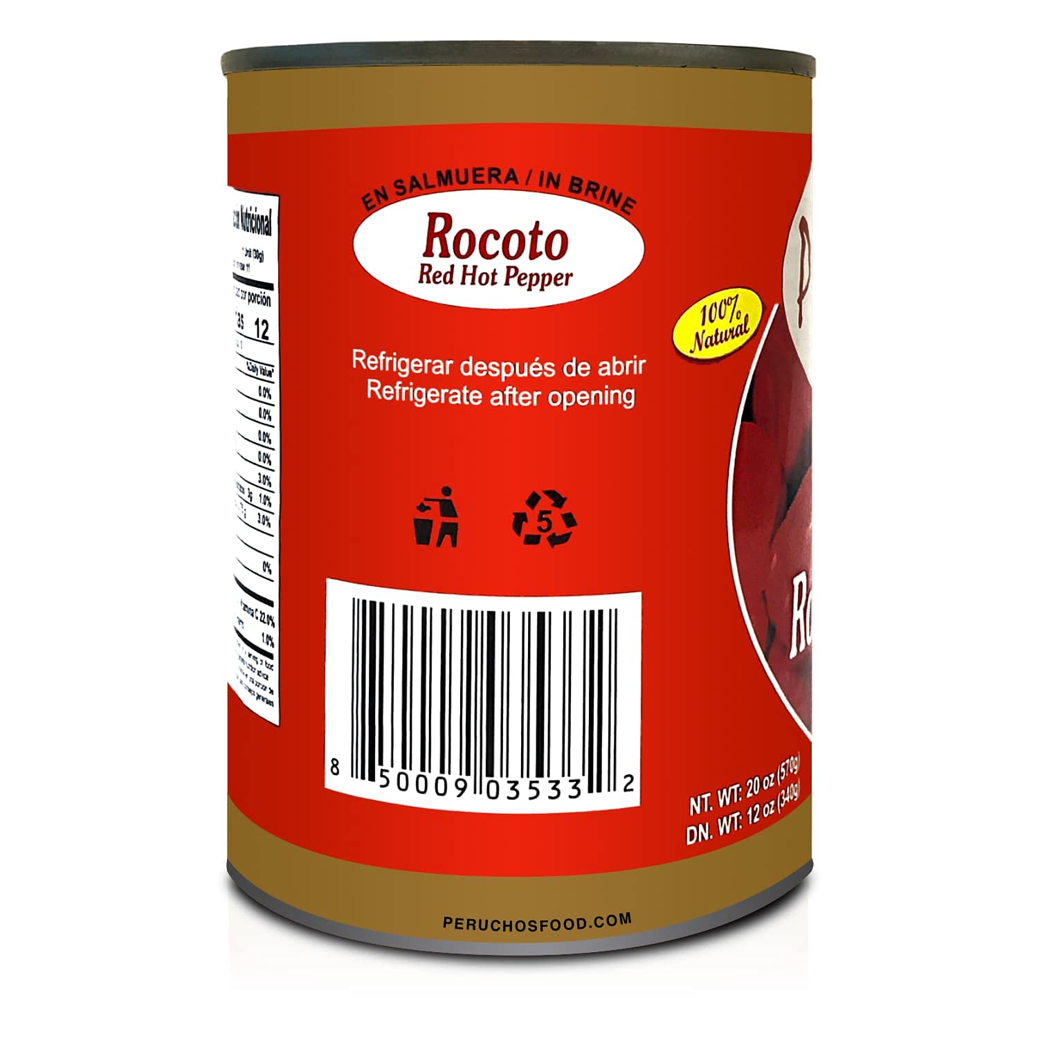 Peruchef Rocoto en Salmuera en Lata | Red Hot Pepper in Brine from Peru 20 oz Can 2 Pack