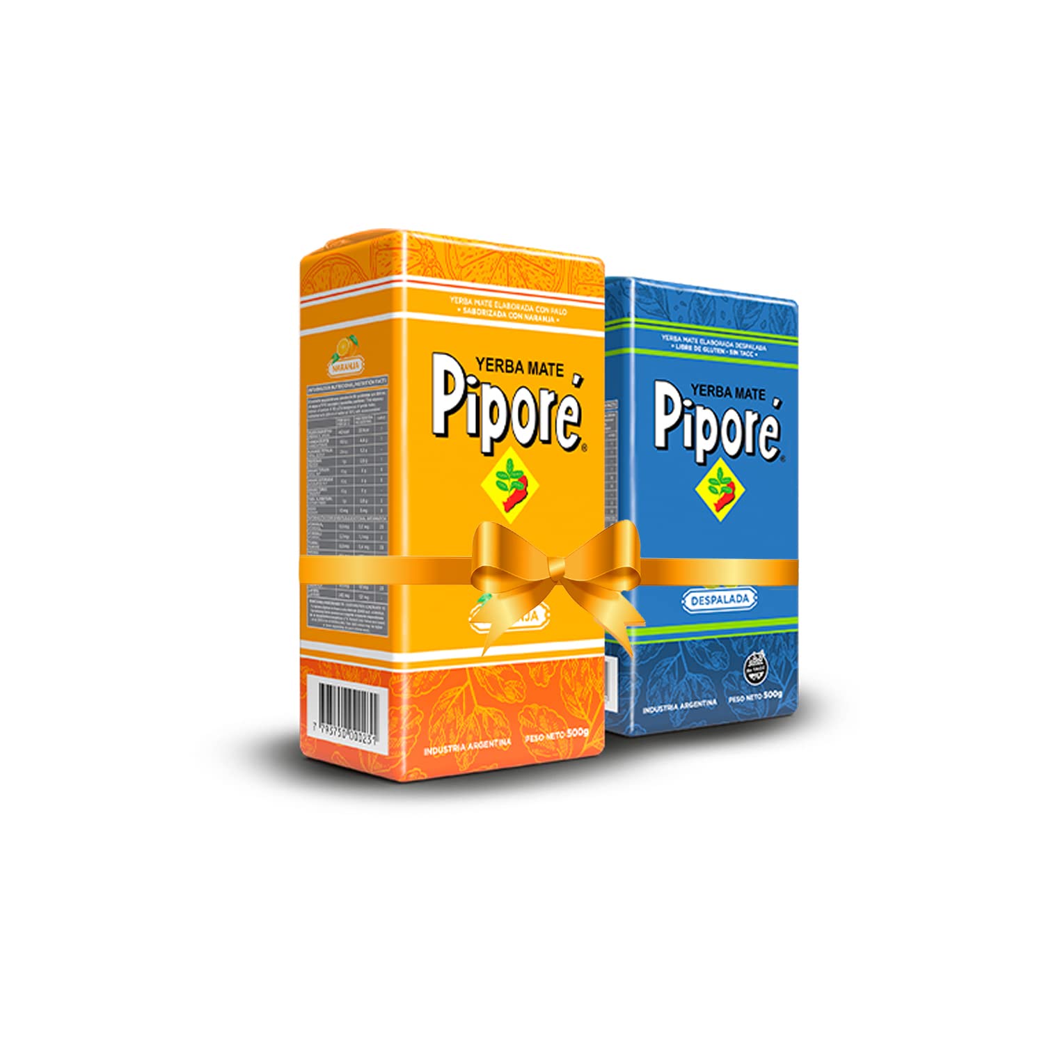 Pipore Yerba Mate Naranja & Despalada Organic Original Hot and Cold Tea Gluten Free Gives Energy Improves Strength Immune System Unique Flavour (500 Grams Each)