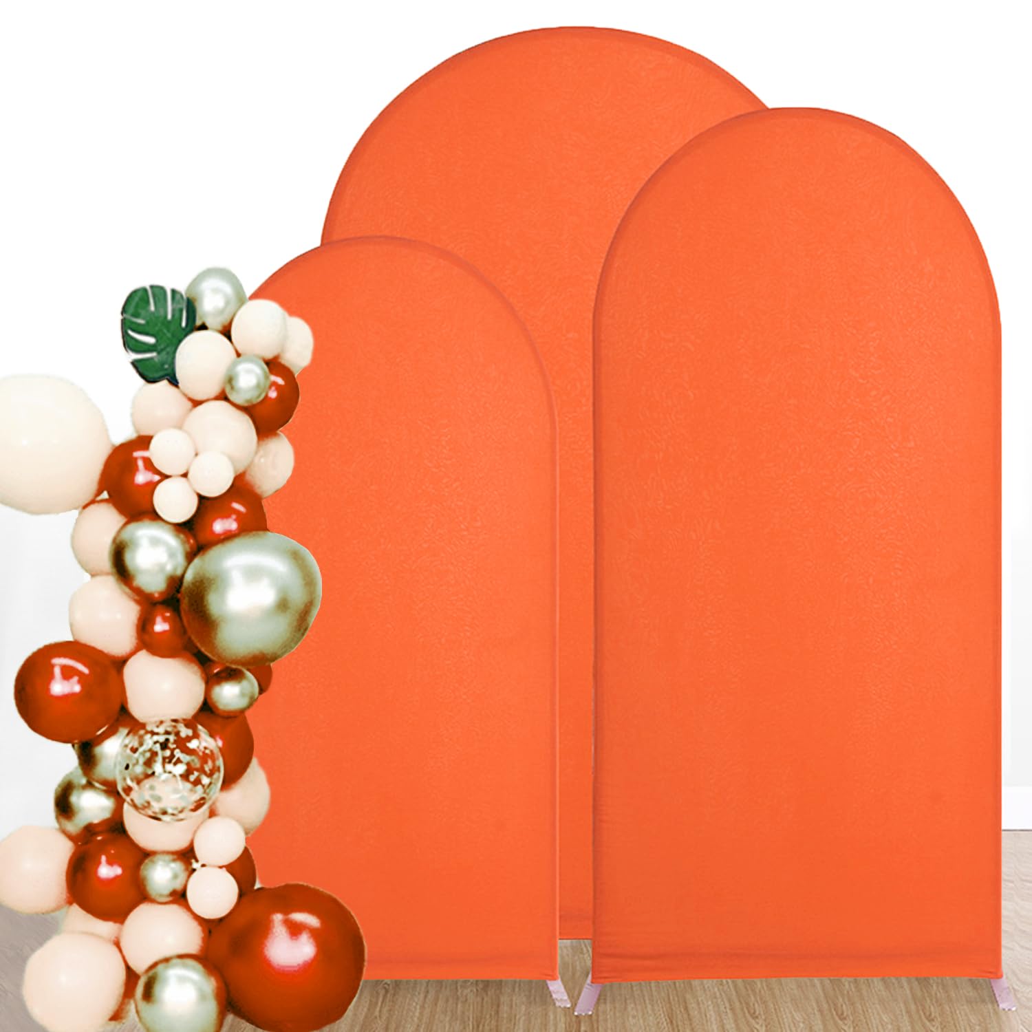 SINSSOWL Orange Arch Backdrop Cover Set of 3 Spandex Arch Cover Fitted Wedding Chiara Backdrop Cover for Baby Shower Bridal Shower Birthday Party